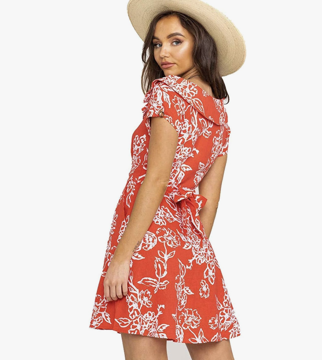 Free People A Thing Called Love Cherry Floral Linen Blend Mini Dress Size 4