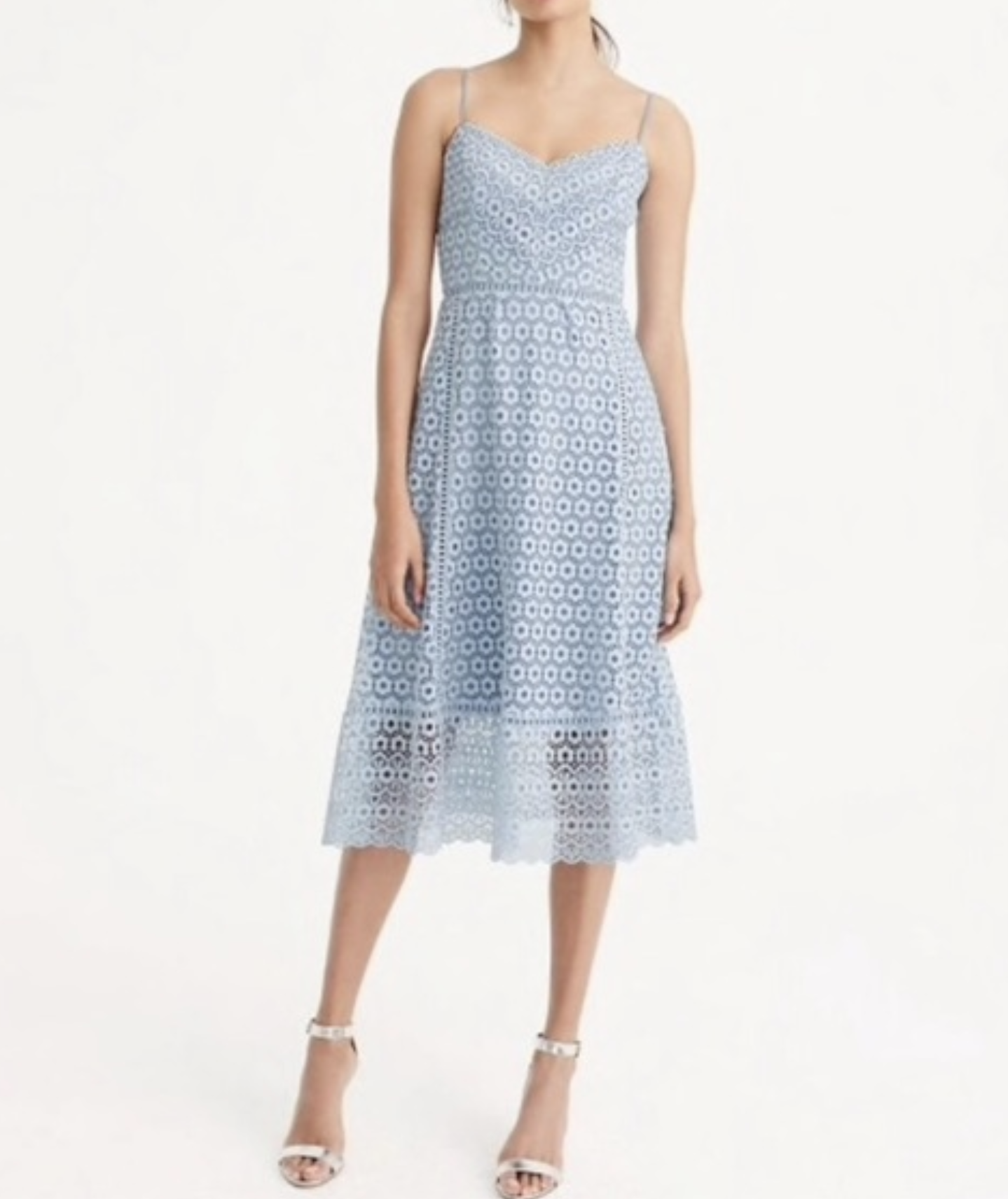 J Crew Blue Daisy Lace A Line Fit and Flare Dress Size 10 Evening Cocktail Party
