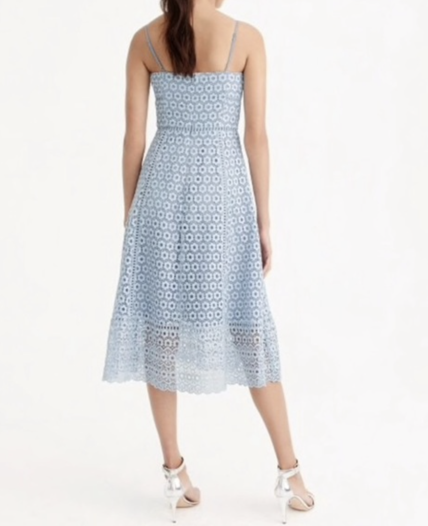 J Crew Blue Daisy Lace A Line Fit and Flare Dress Size 10 Evening Cocktail Party
