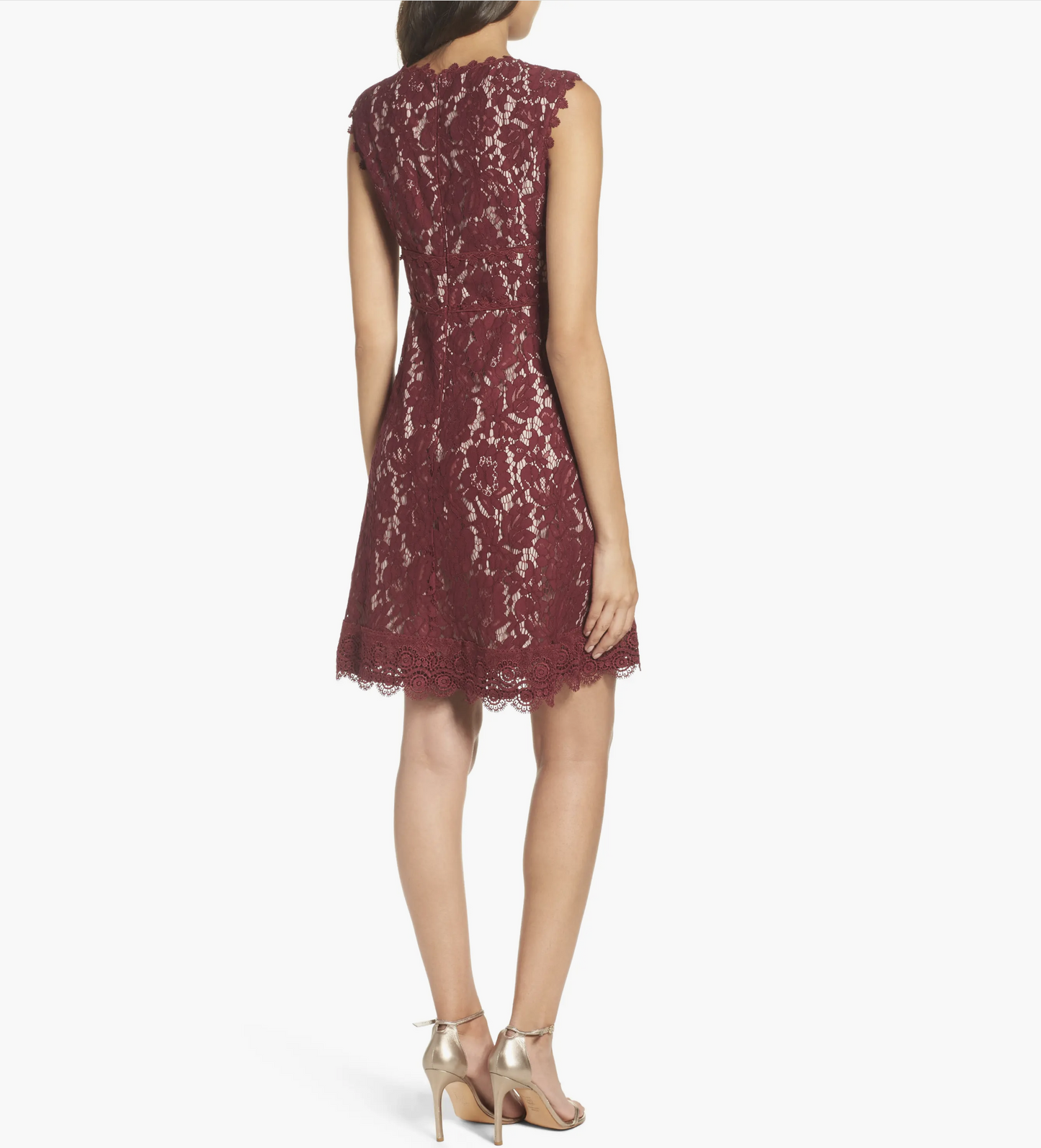 NWT Adrianna Papell Black Cherry Red Lace Fit and Flare Cocktail Party Dress 6