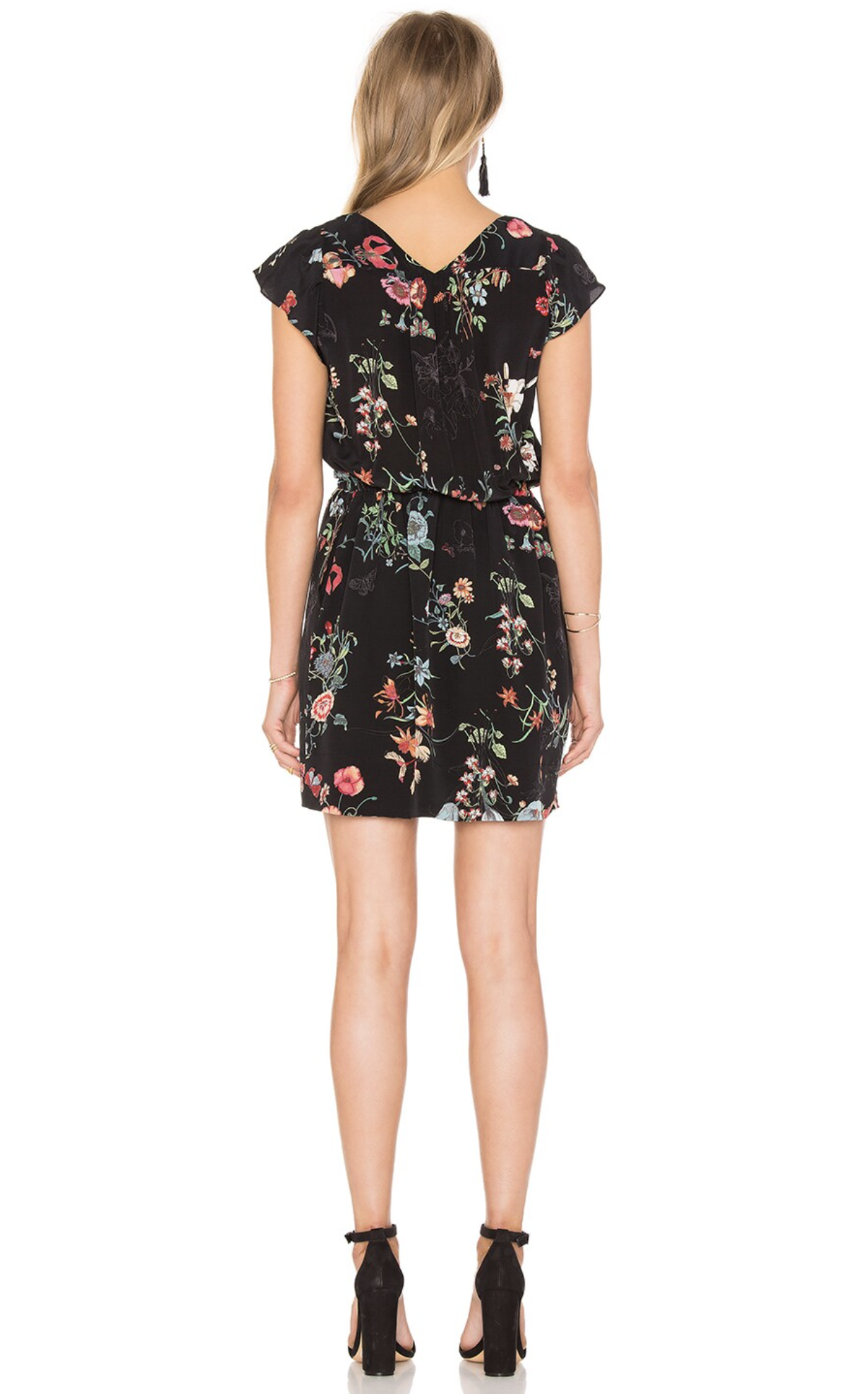 Rebecca Taylor Meadow Silk Garden Floral Print Drawstring Waist Dress Size 8