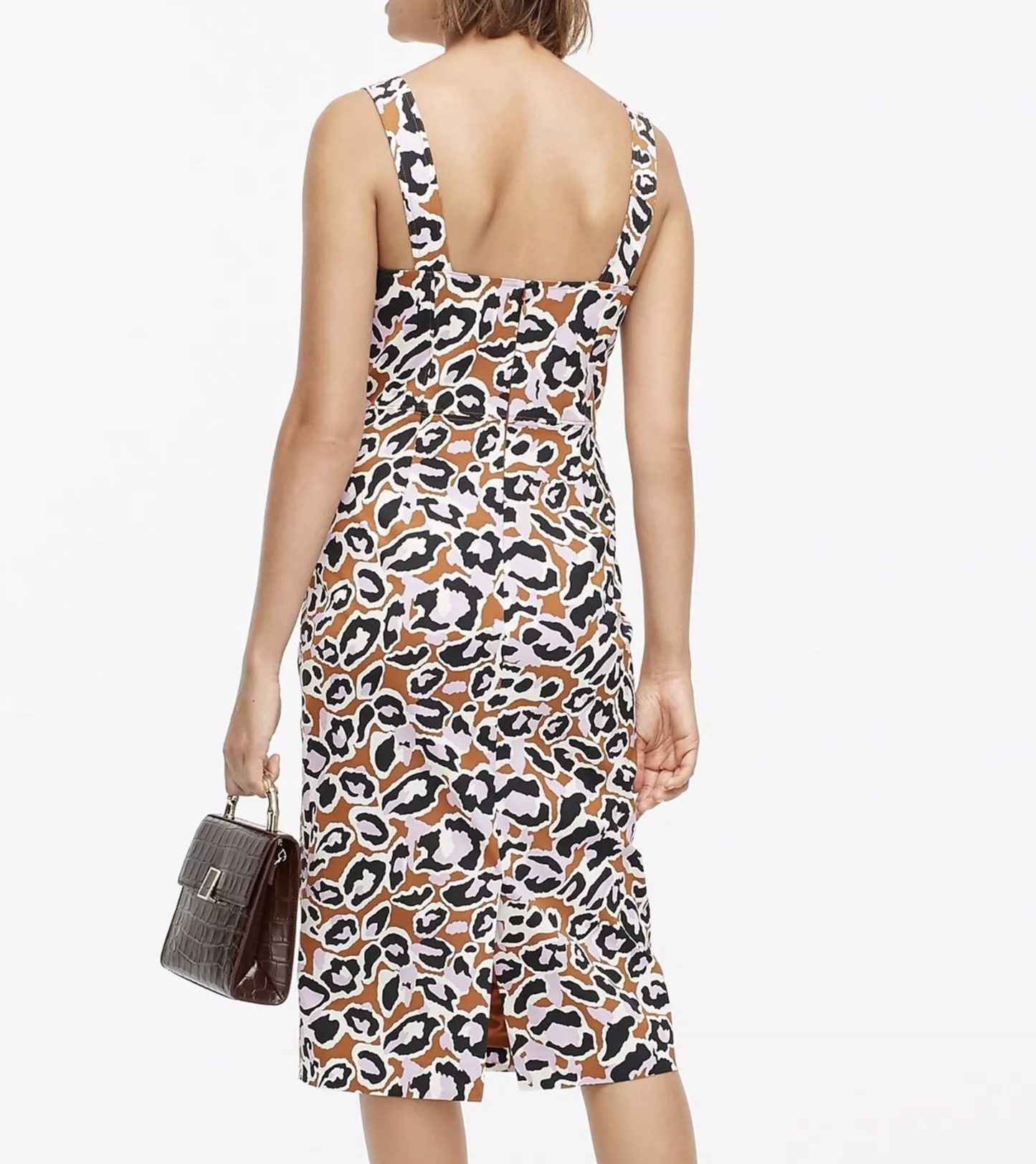 NWT J Crew Leopard Print Contrast Stitched Sheath Dress in Stretch Faille Size 2