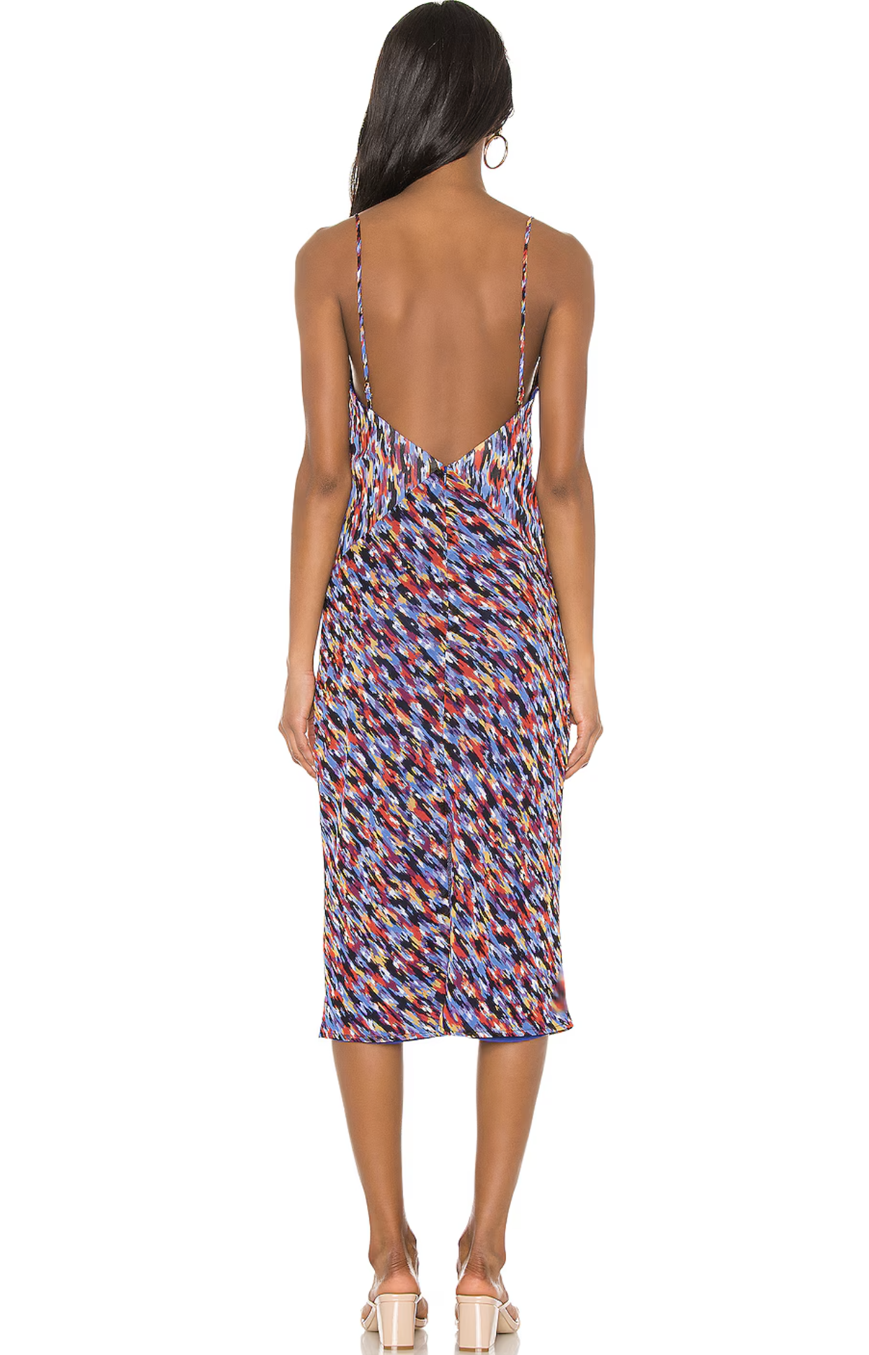 House of Harlow x Revolve Gemma Printed Midi Slip Dress Size L Open Back Blue