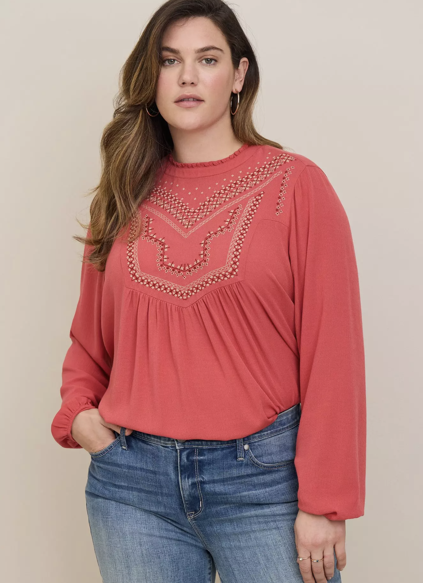 NWT Torrid Relaxed Crinkle Gauze Embroidered Peasant Blouse Top Size 3 3X Ruffle