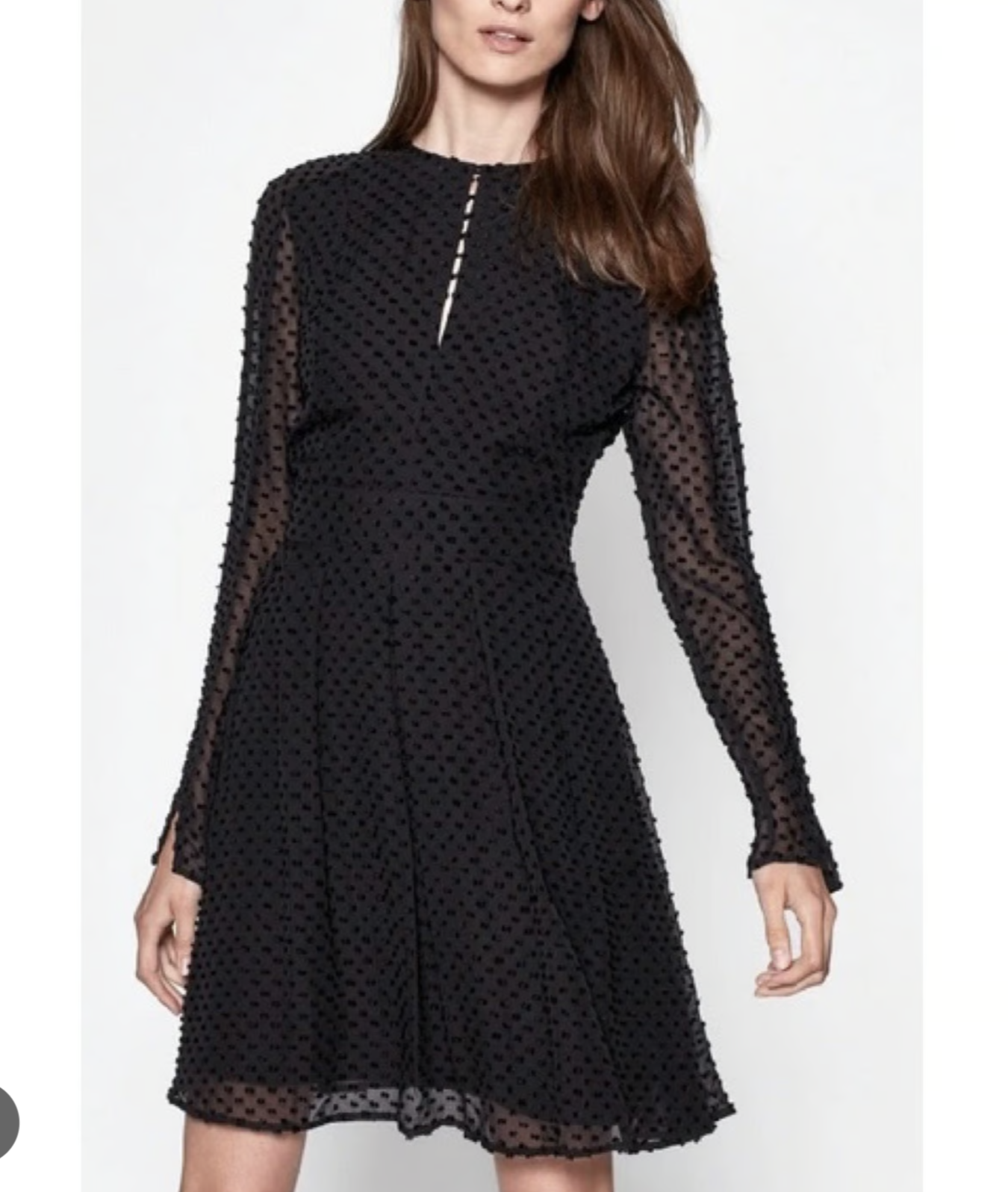 Equipment Jenava Black Clip Swiss Dot A Line Silk Blend Long Sleeve Dress Size 4