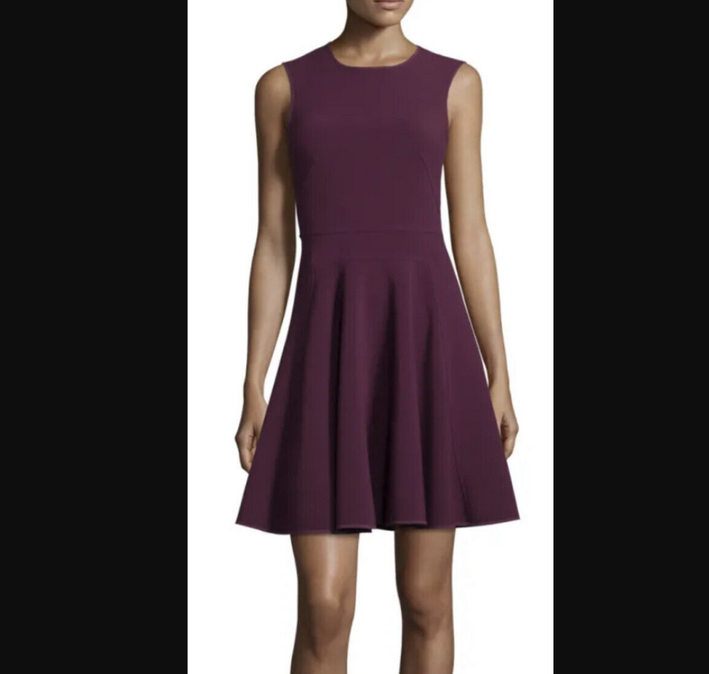 Rebecca Taylor Beet Purple Solid Fit and Flare Suiting Circle Dress Size 6