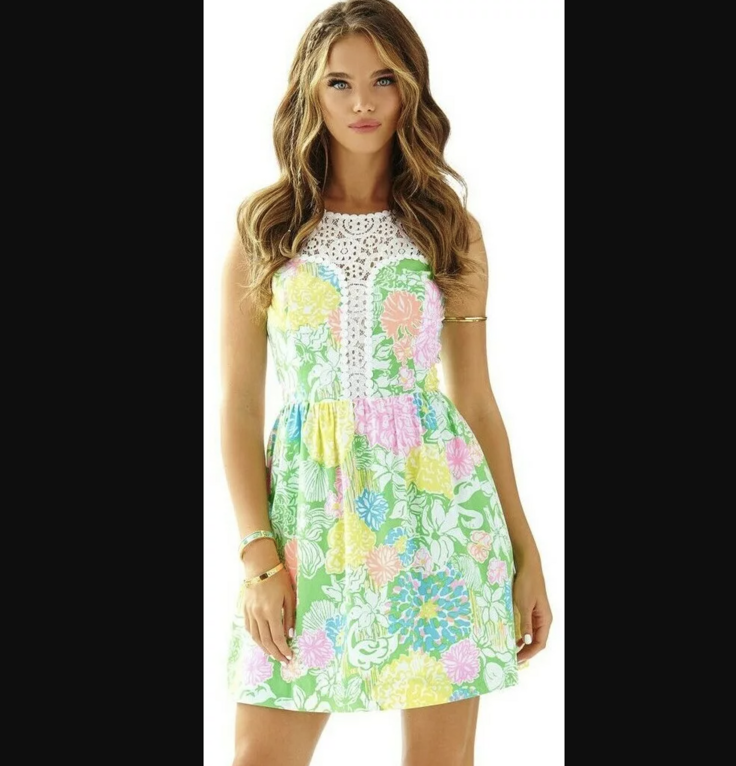 Lilly Pulitzer Raegan Hibiscus Stroll Floral Lace Mini Dress Sz 6 Fit and Flare