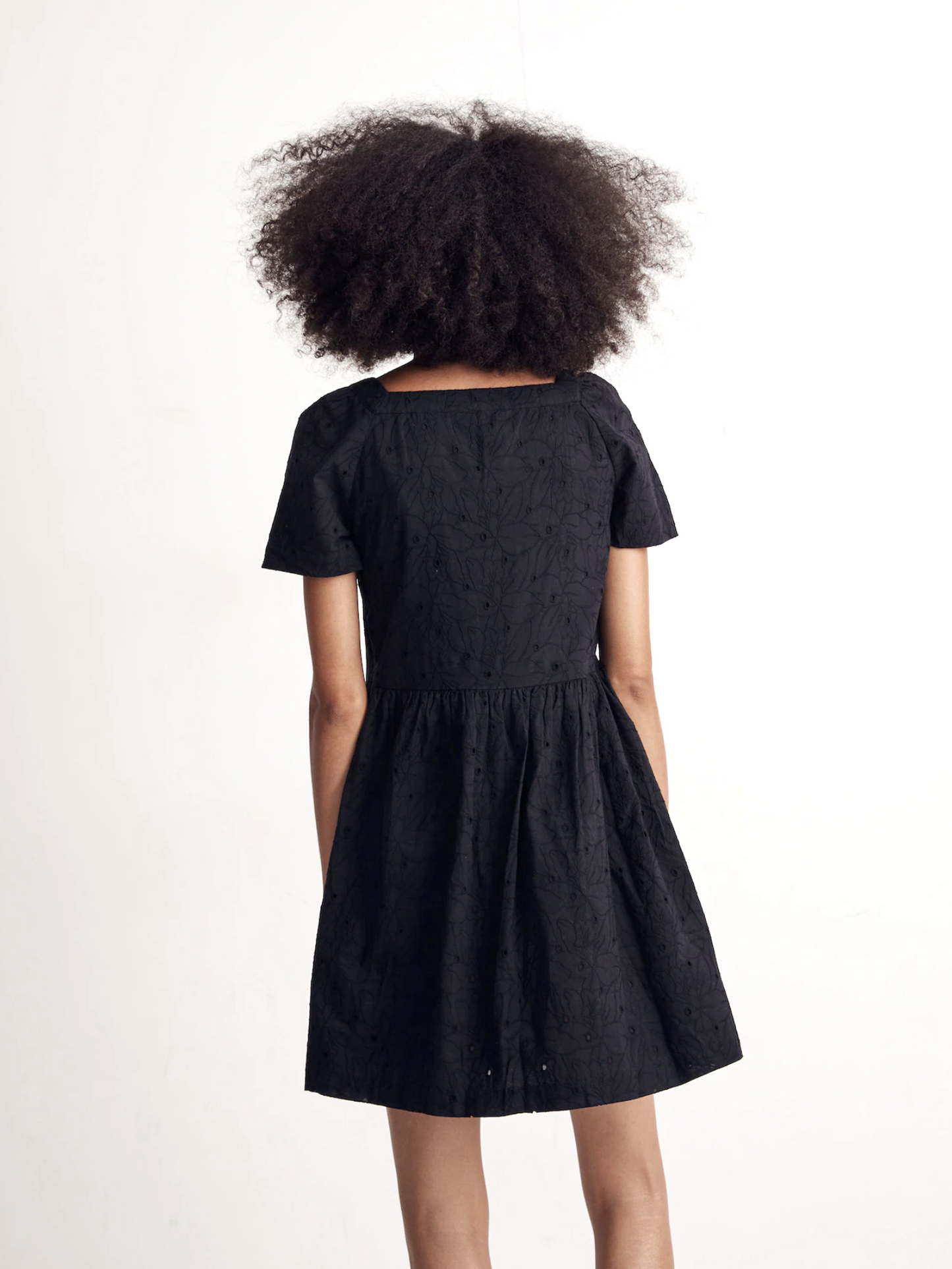 Madewell Allie Black Floral Eyelet Embroidered Mini Peasant Dress Size XXL 2XL