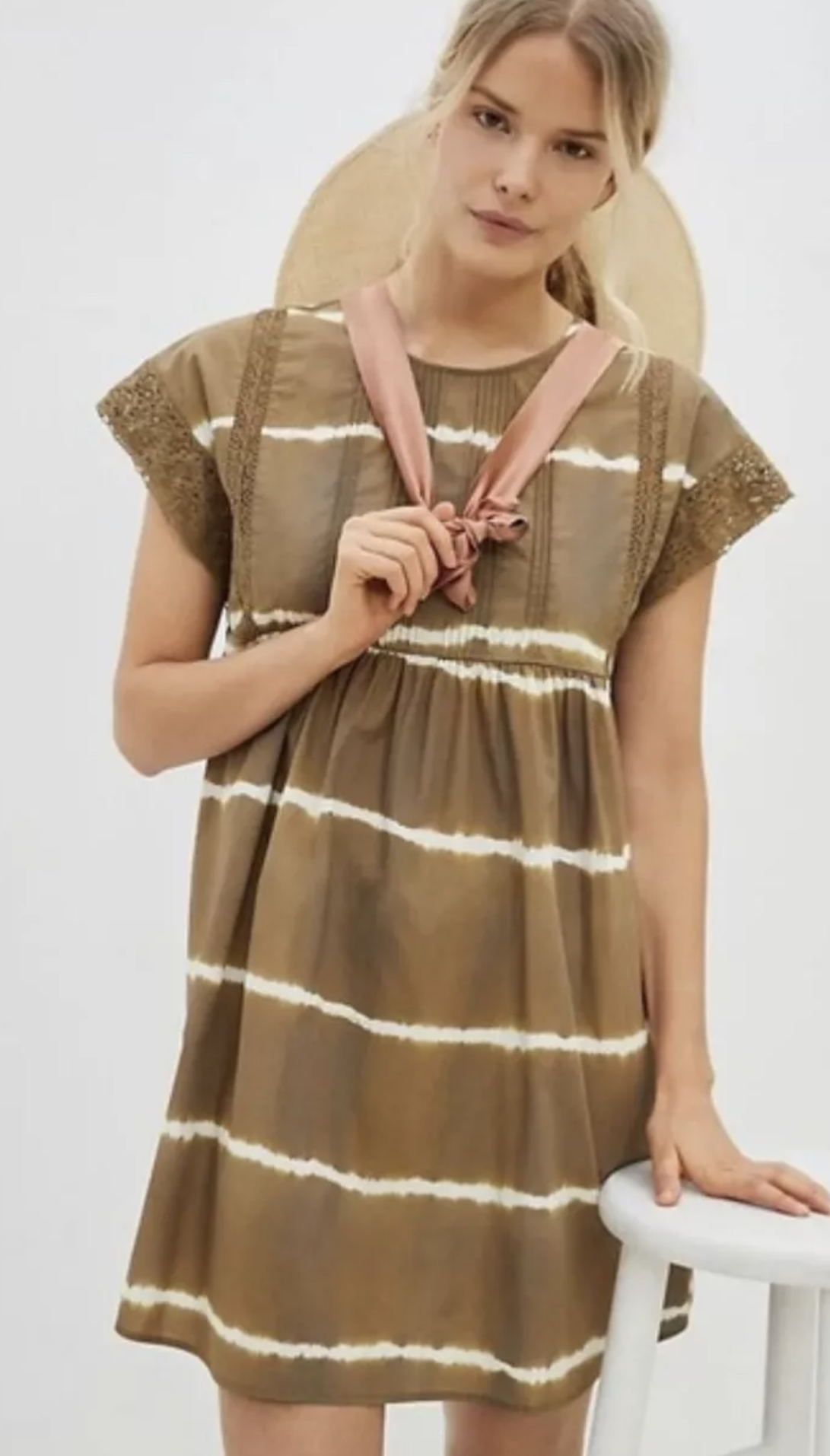 Corey Lynn Calter Anthropologie Brigid Moss Tie Dye Lace Mini Tunic Dress Sz XS