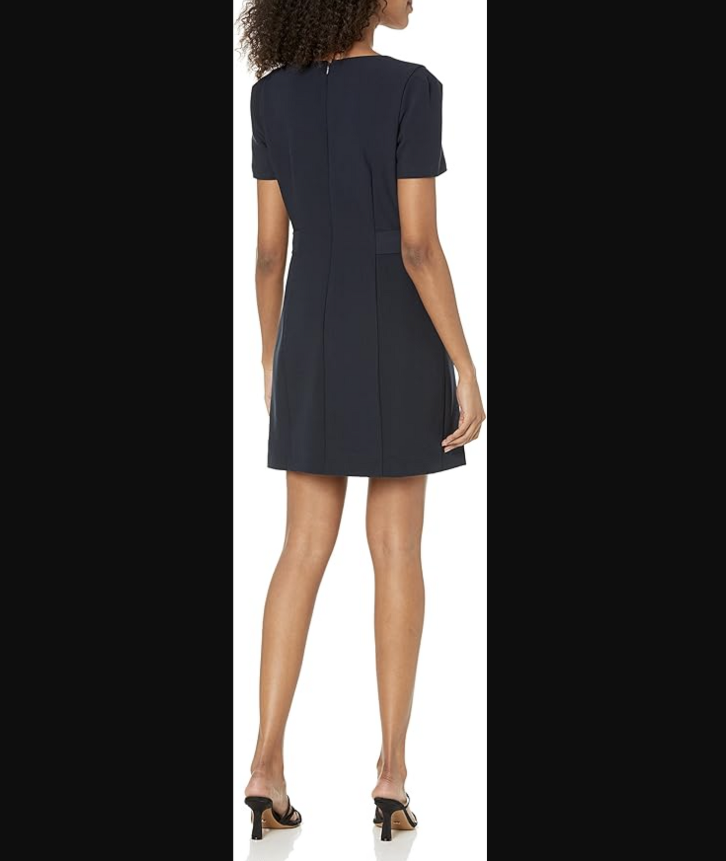 Club Monaco Womens Navy Blue Belted Square Neck Short Sleeve Mini Dress Size 12