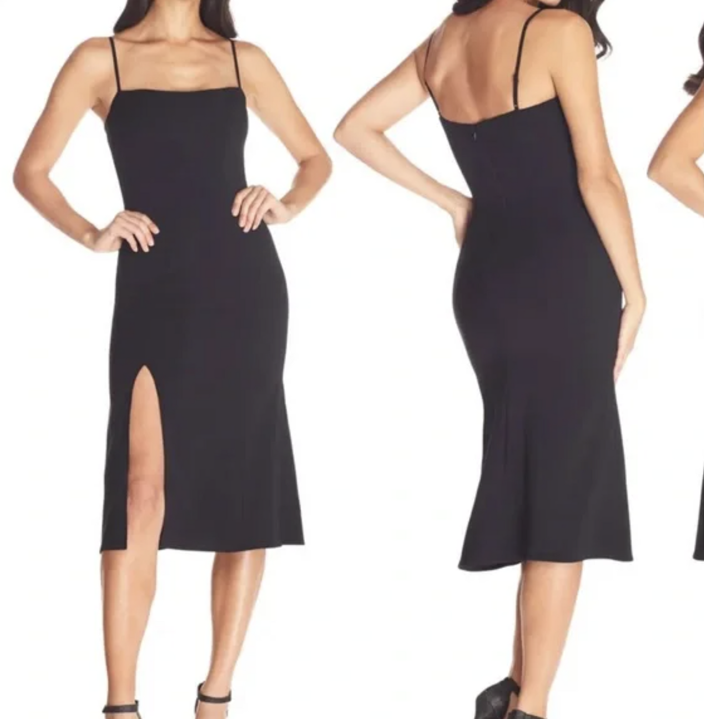 Dress the Population Sawyer Solid Black Midi Cocktail Party Dress Size XXL