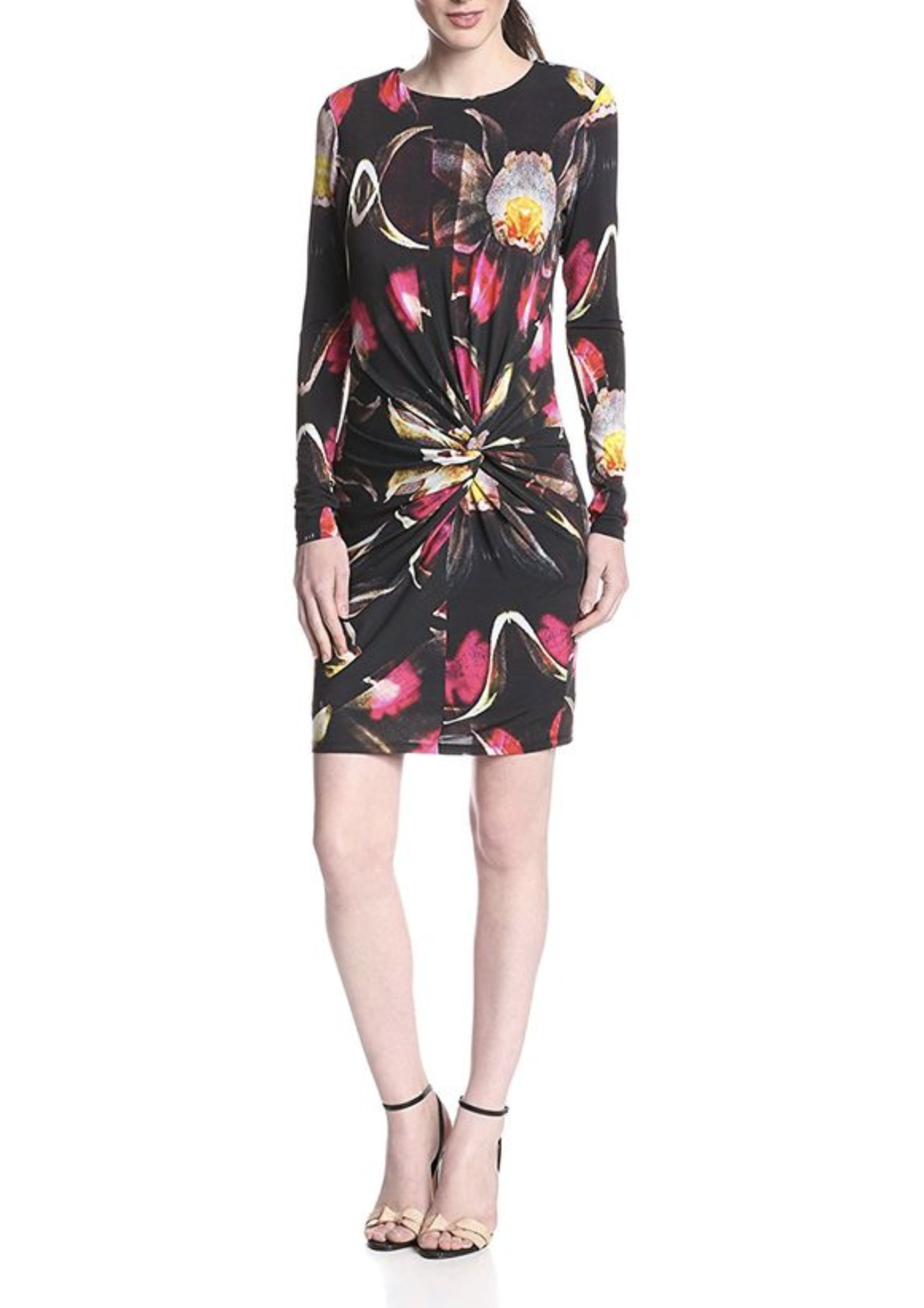 NWT Ted Baker Talala Graphic Floral Print Twist Ruched Jersey Sheath Dress Sz 5