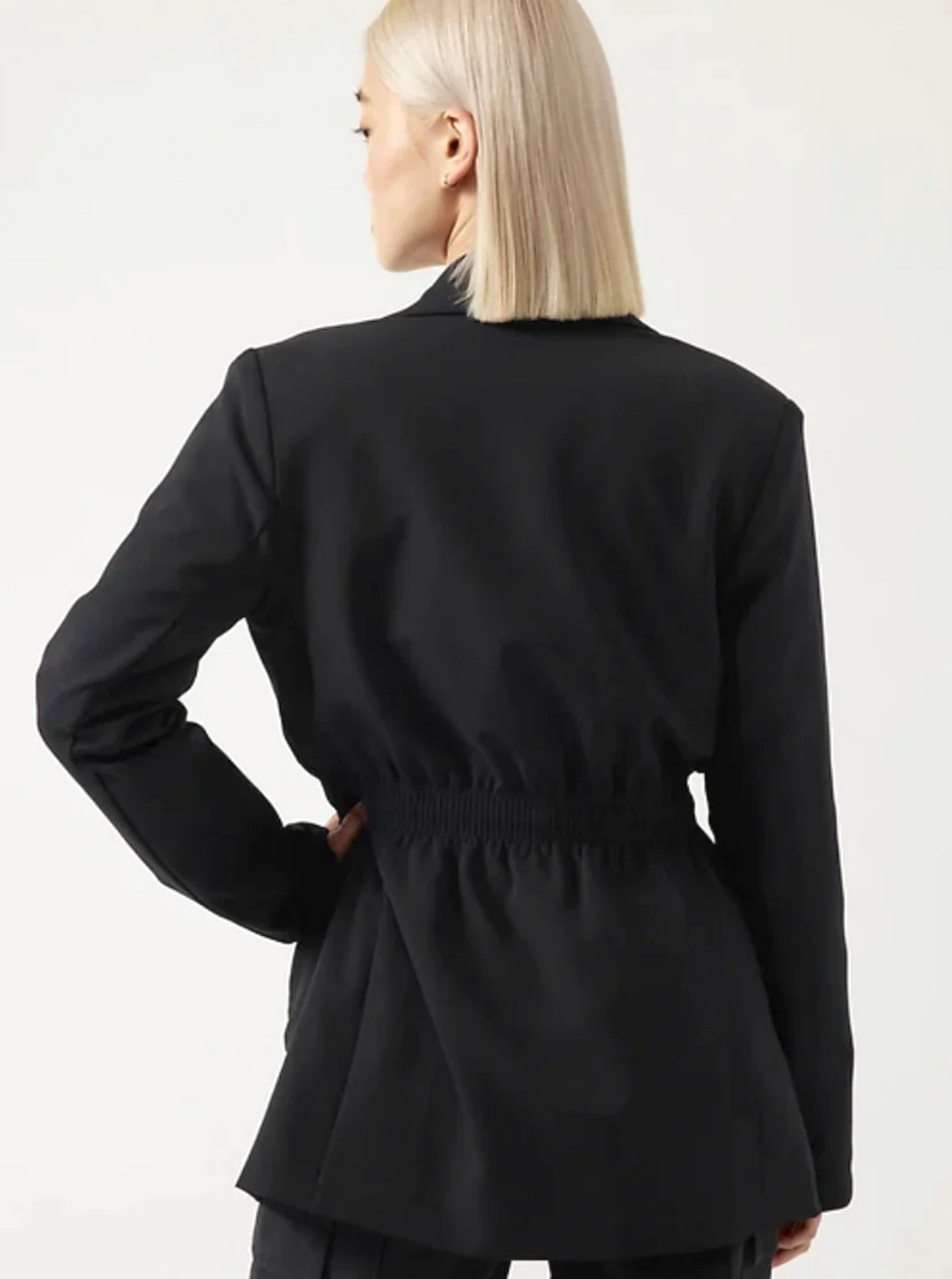 Athleta Solid Black Endless Permatwill Blazer Size 0 Cinched Tie Waist Jacket