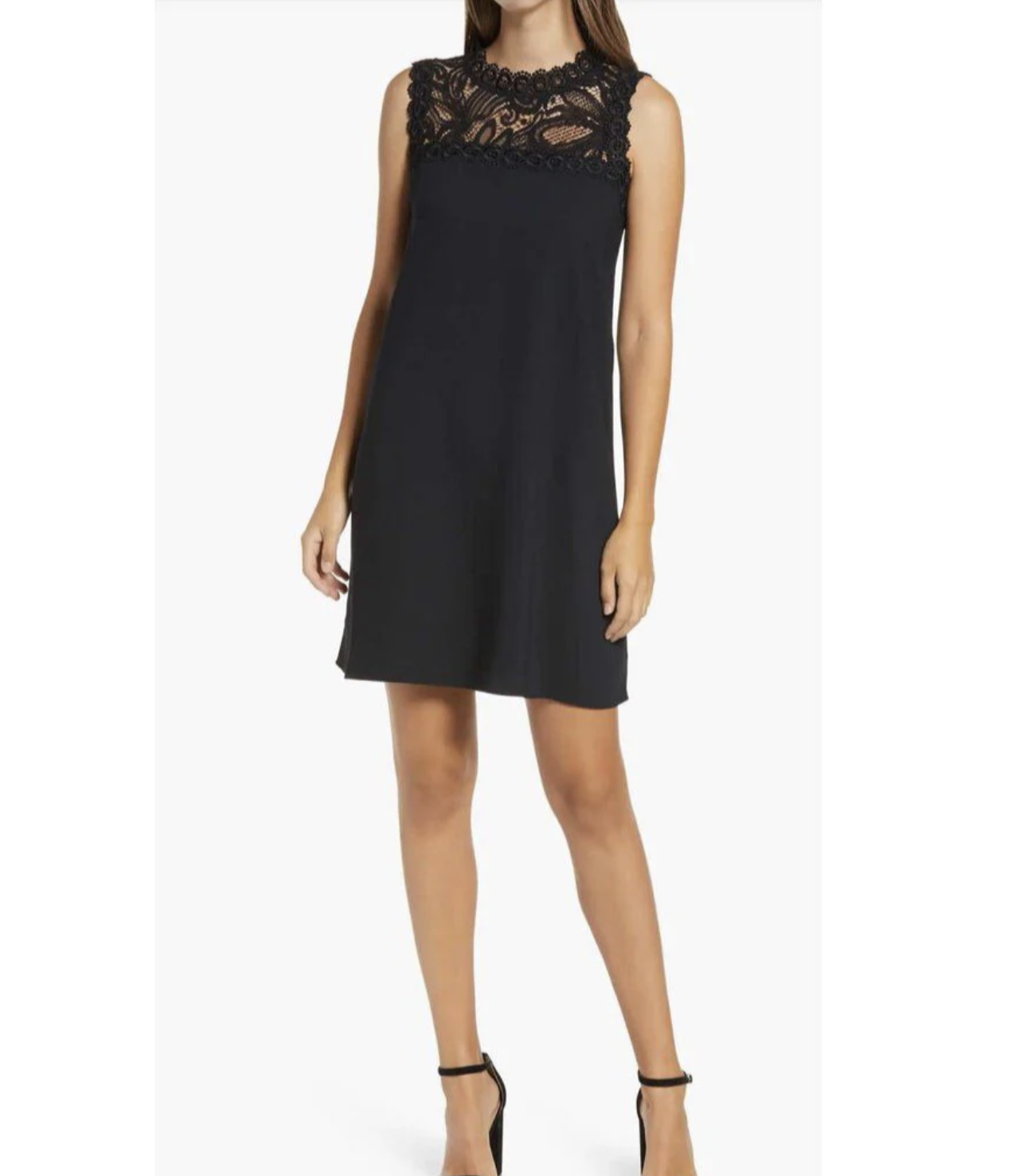 Lilly Pulitzer Harmon Onyx Black Lace Mock Neck Shift Dress Size 00 Sleeveless