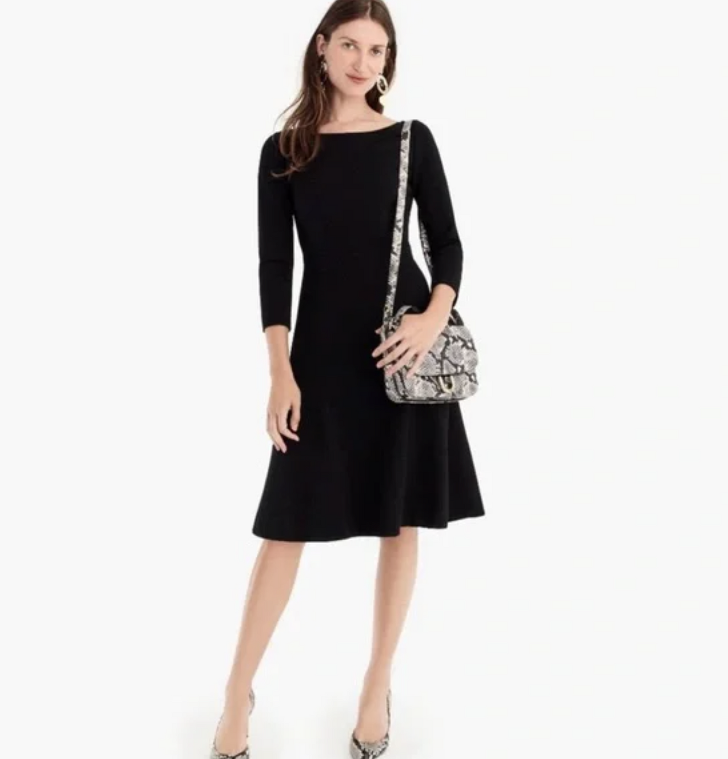 NWT J Crew Womens Solid Black Fit and Flare Sheath Dress in Stretch Ponte Size 4