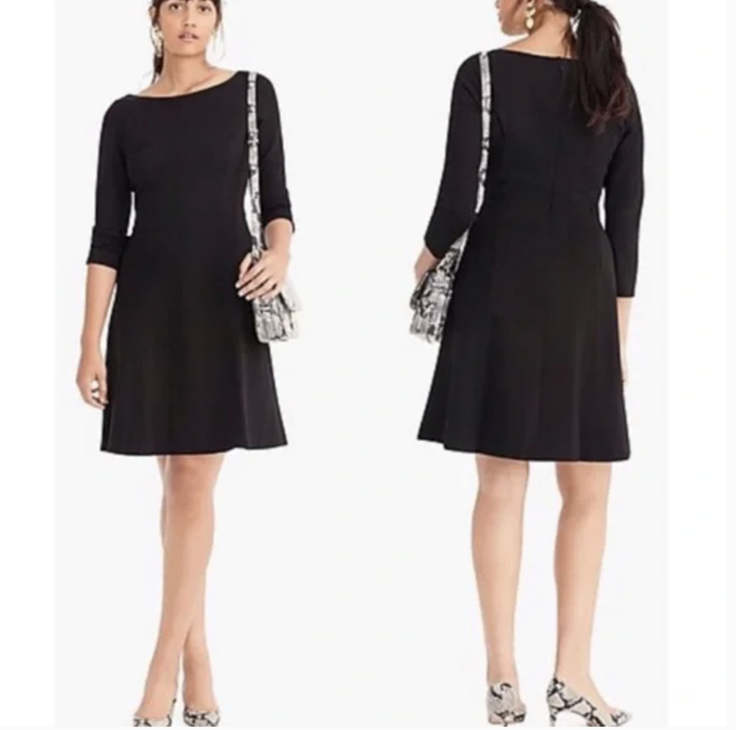 NWT J Crew Womens Solid Black Fit and Flare Sheath Dress in Stretch Ponte Size 4