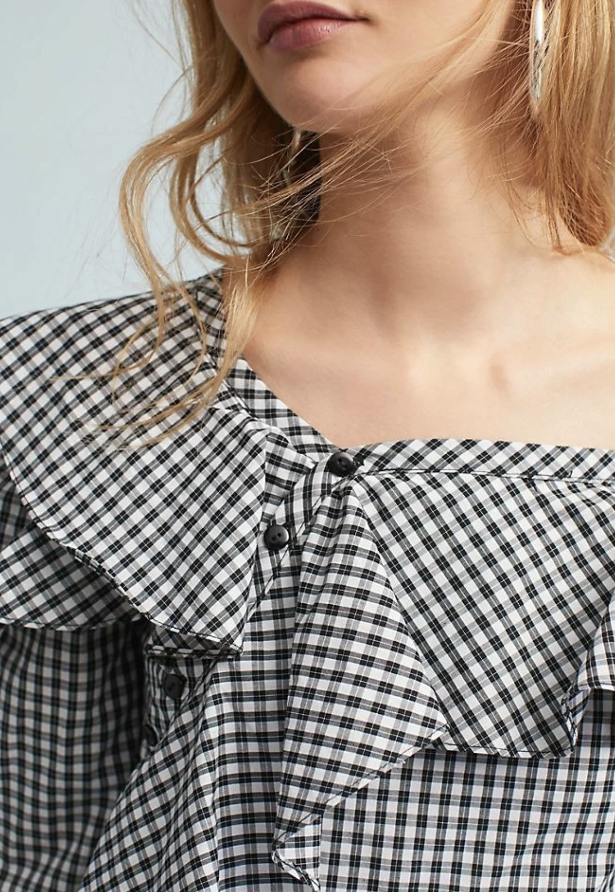 Sunday in Brooklyn Anthropologie Ruffle Asymmetric Plaid Top One Shoulder Size S