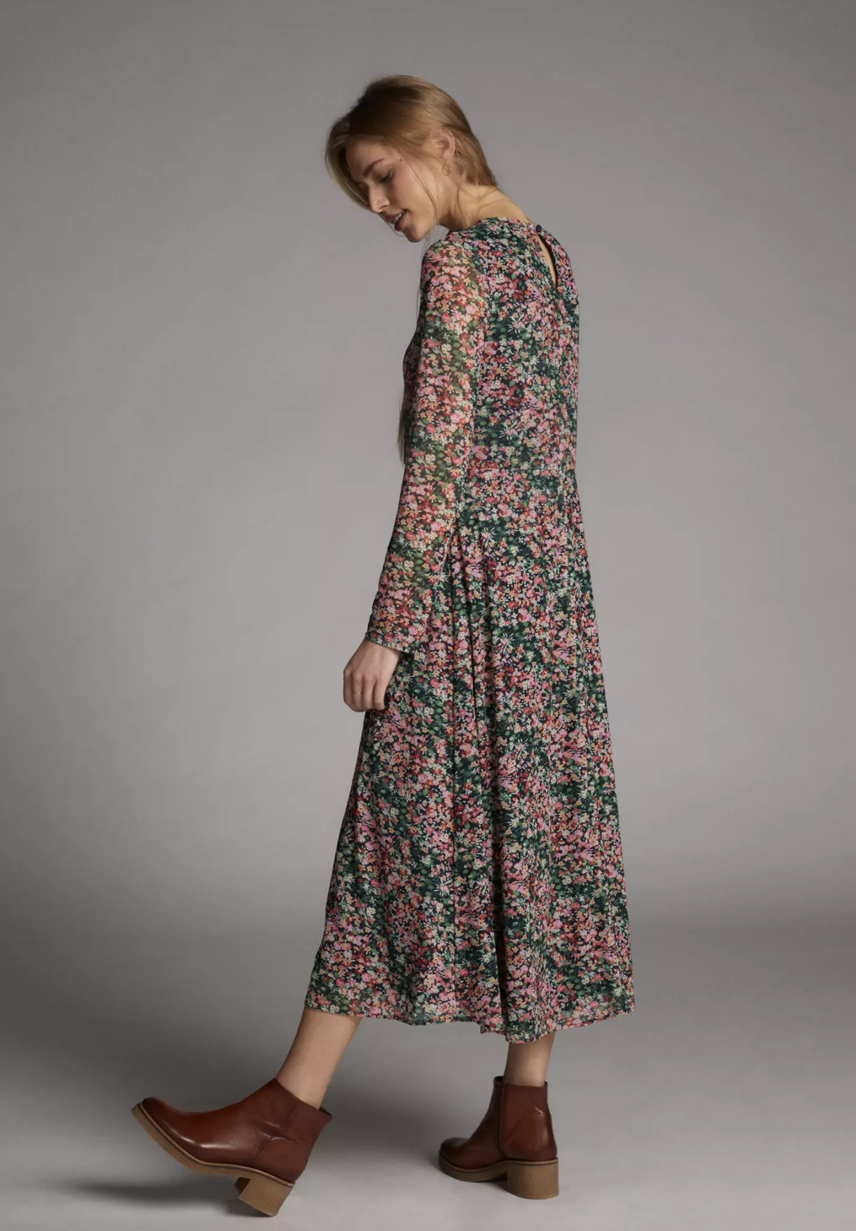 Eva Franco Anthropologie Fiona Mesh Multi Color Floral Midi Maxi Dress Size M
