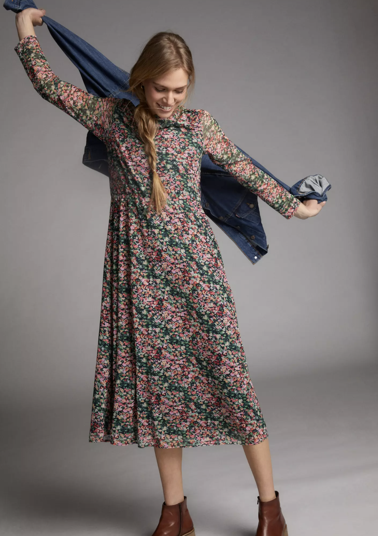 Eva Franco Anthropologie Fiona Mesh Multi Color Floral Midi Maxi Dress Size M