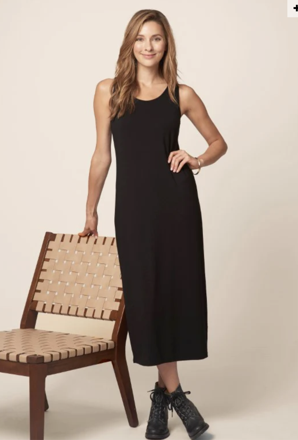NWT Habitat Clothes to Live in Solid Black Core Travel Knit Midi Dress Size S