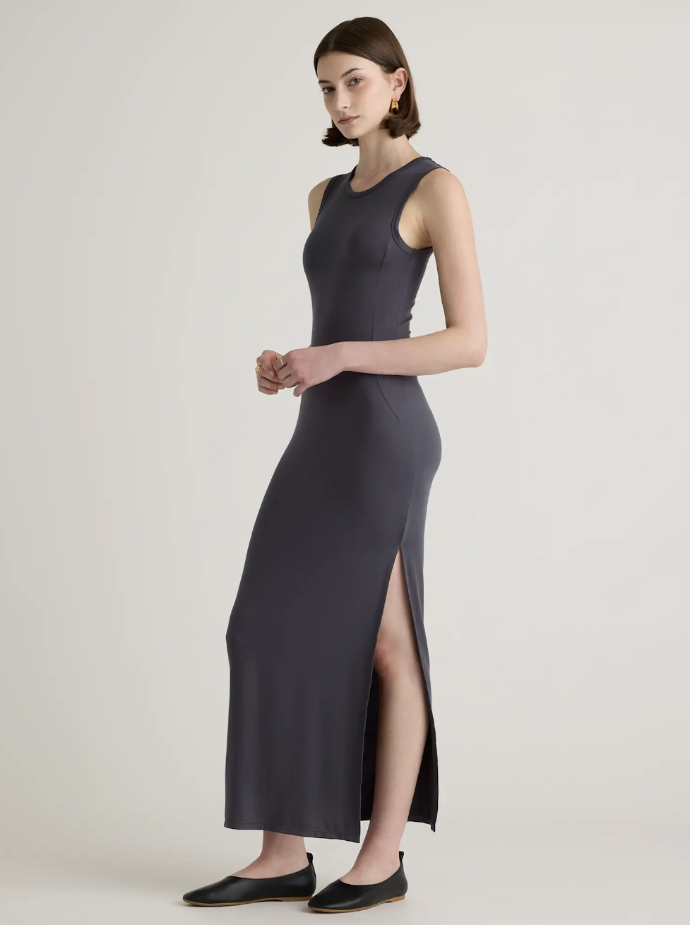 Quince Womens Carbon Gray Tencel Jersey Tank Maxi Dress Size XS Sleeveless