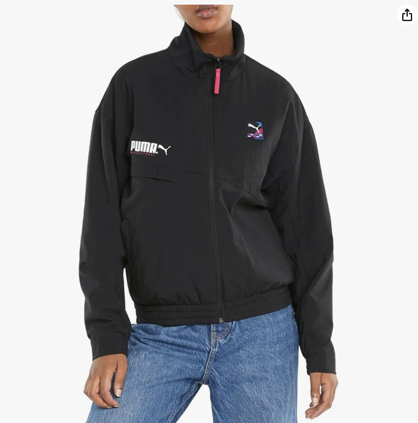 NWT Puma International Womens Black Fleece Lined Track Jacket Size L Winterized