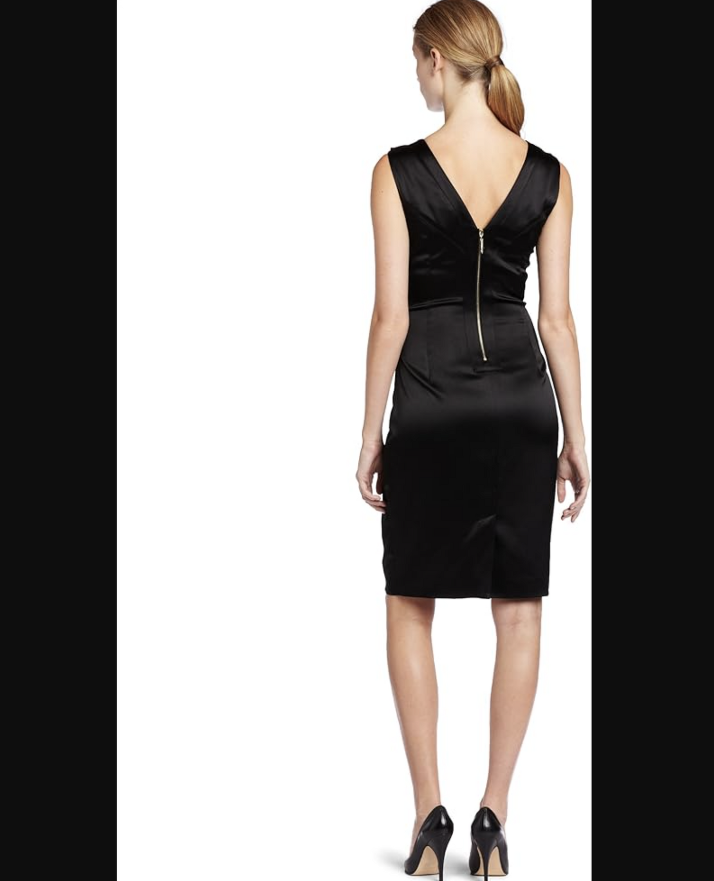 Ted Baker Ziaz Black Satin Big Bow Keyhole Sheath Dress Size 3 Cocktail Party