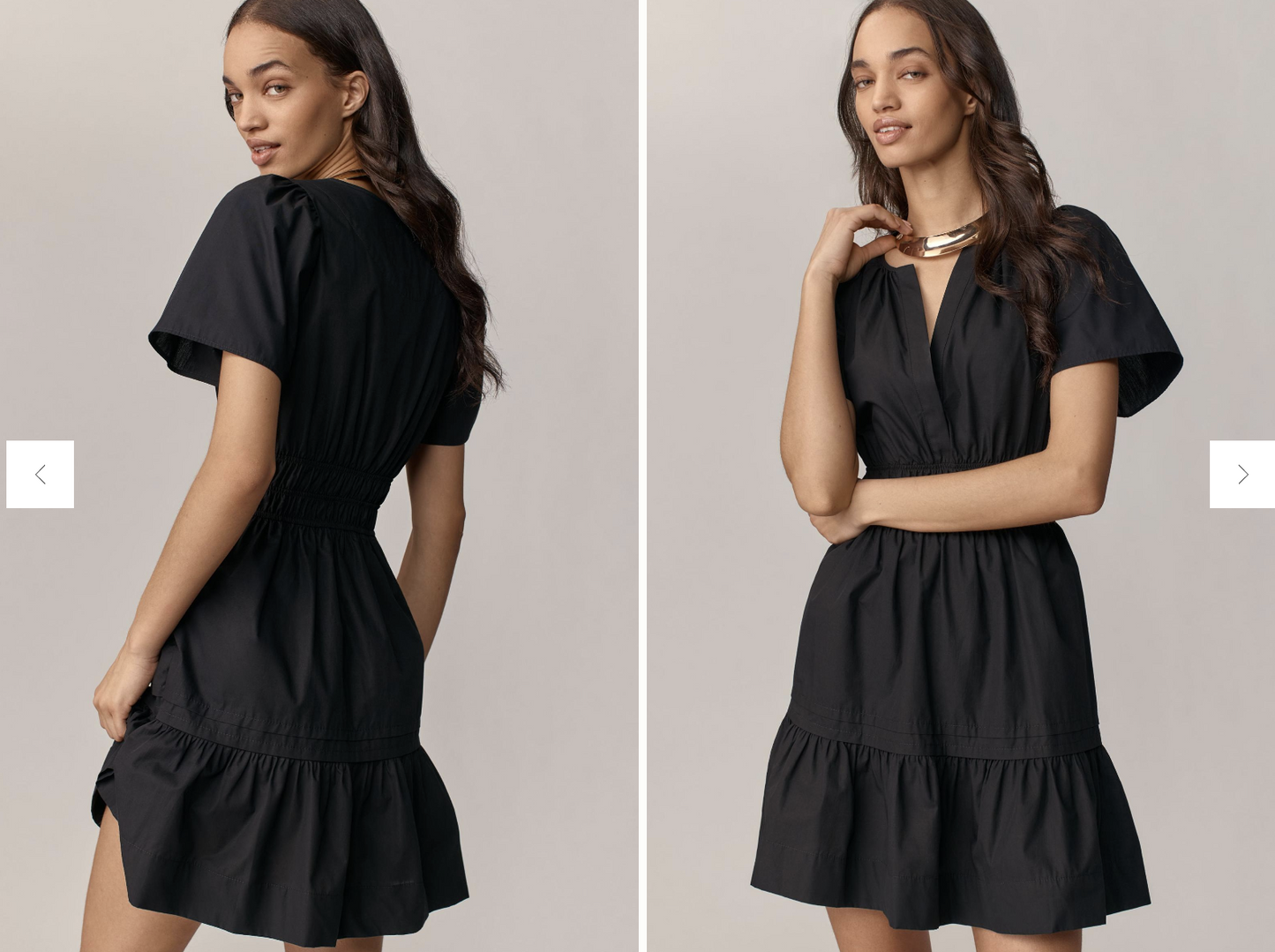 by Anthropologie the Somerset Mini Dress Size L Solid Black Cotton A Line