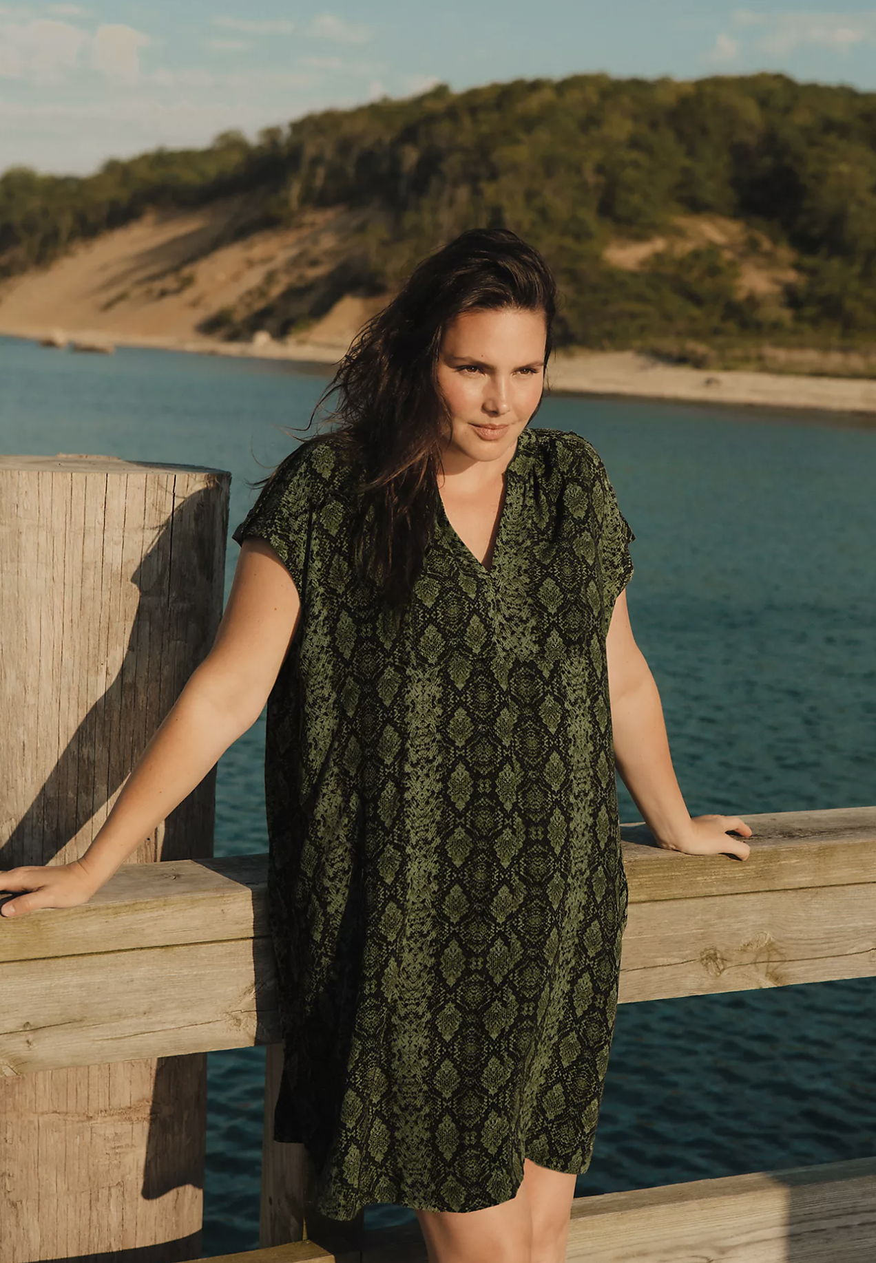 by Anthropologie Rachel Green Snakeskin Print Tunic Shift Dress Size XLP PXL