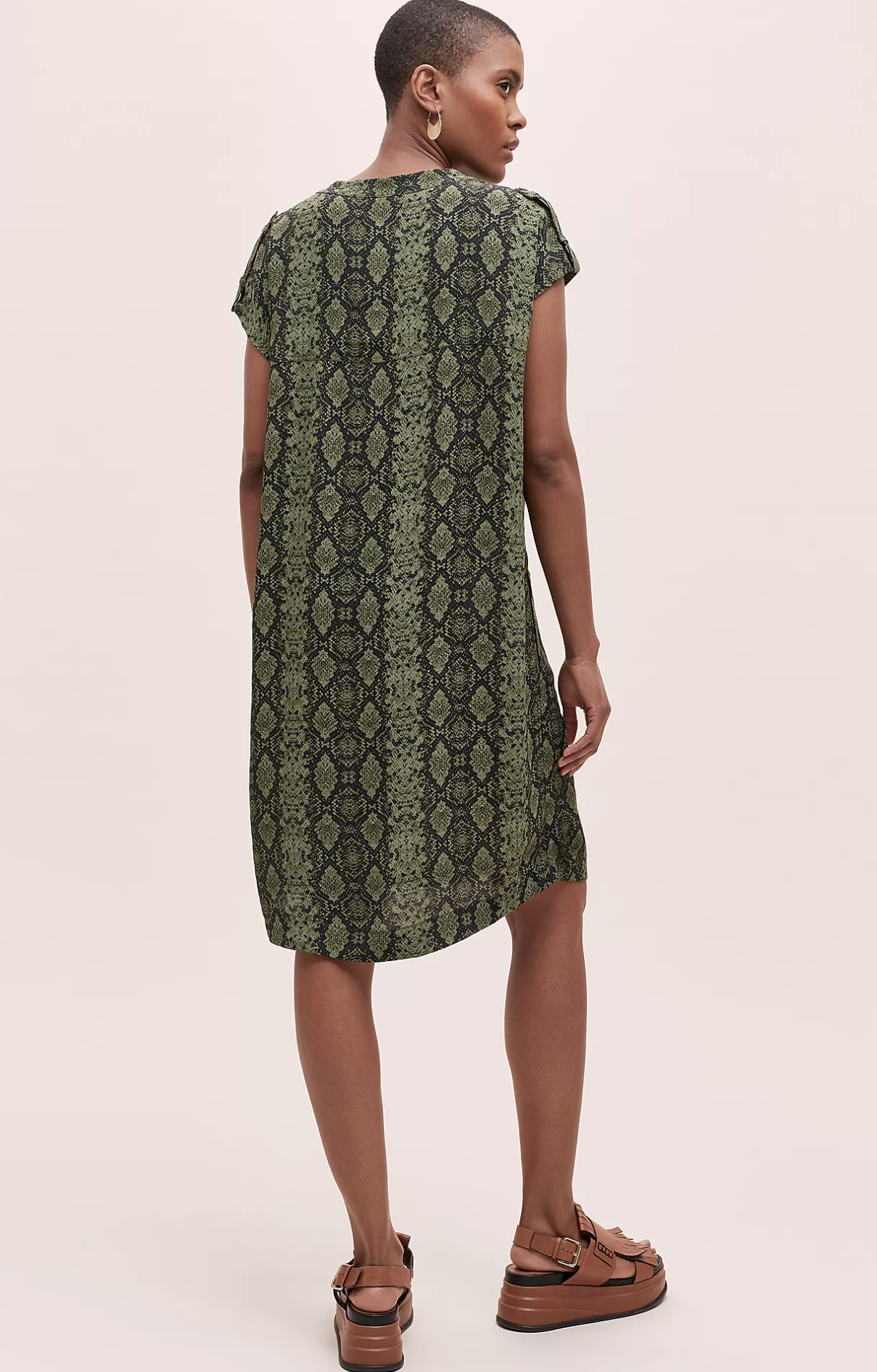 by Anthropologie Rachel Green Snakeskin Print Tunic Shift Dress Size XLP PXL
