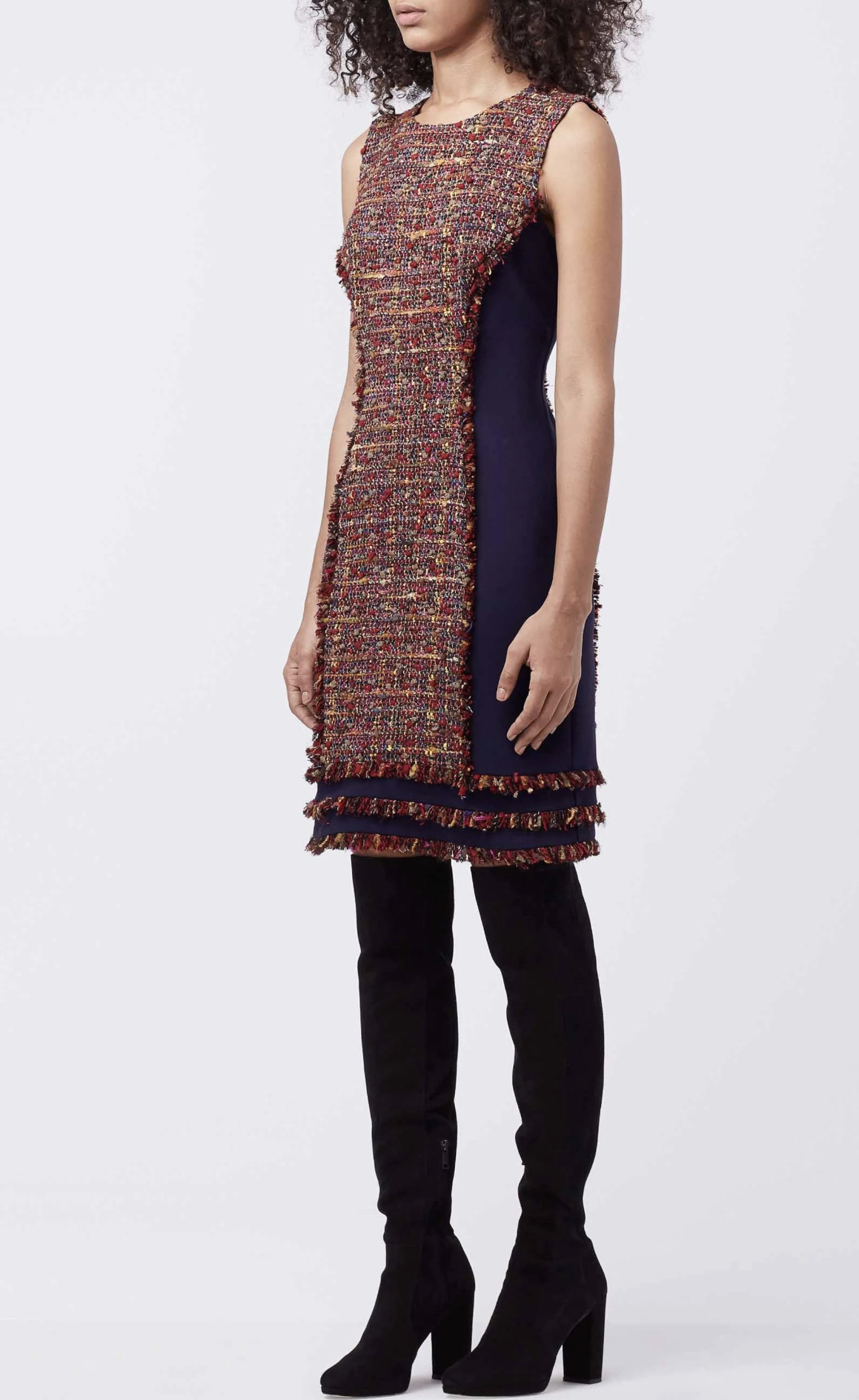 Diane Von Furstenberg Jacey Colorful Rainbow Confetti Tweed Sheath Dress Size 4