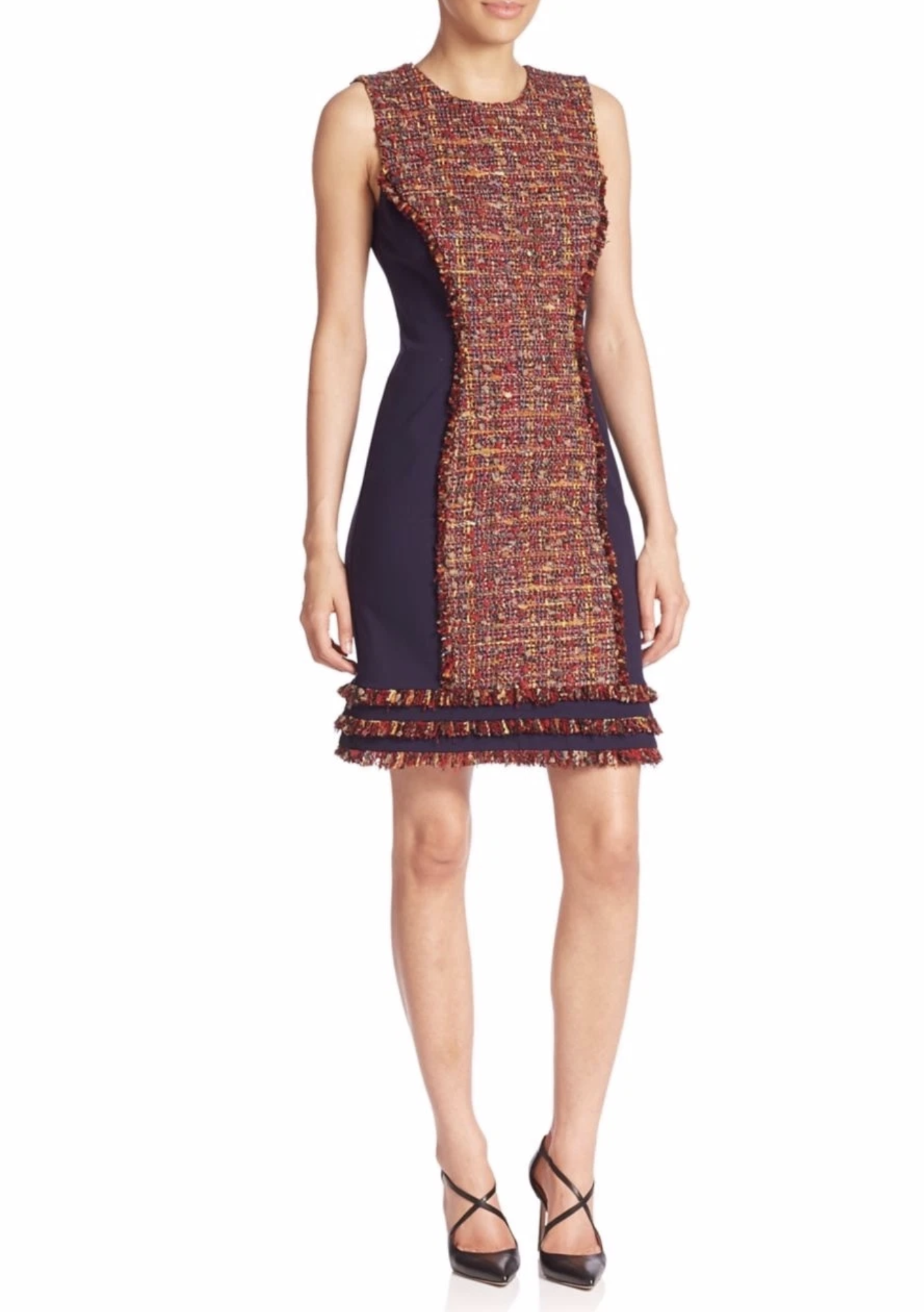 Diane Von Furstenberg Jacey Colorful Rainbow Confetti Tweed Sheath Dress Size 4