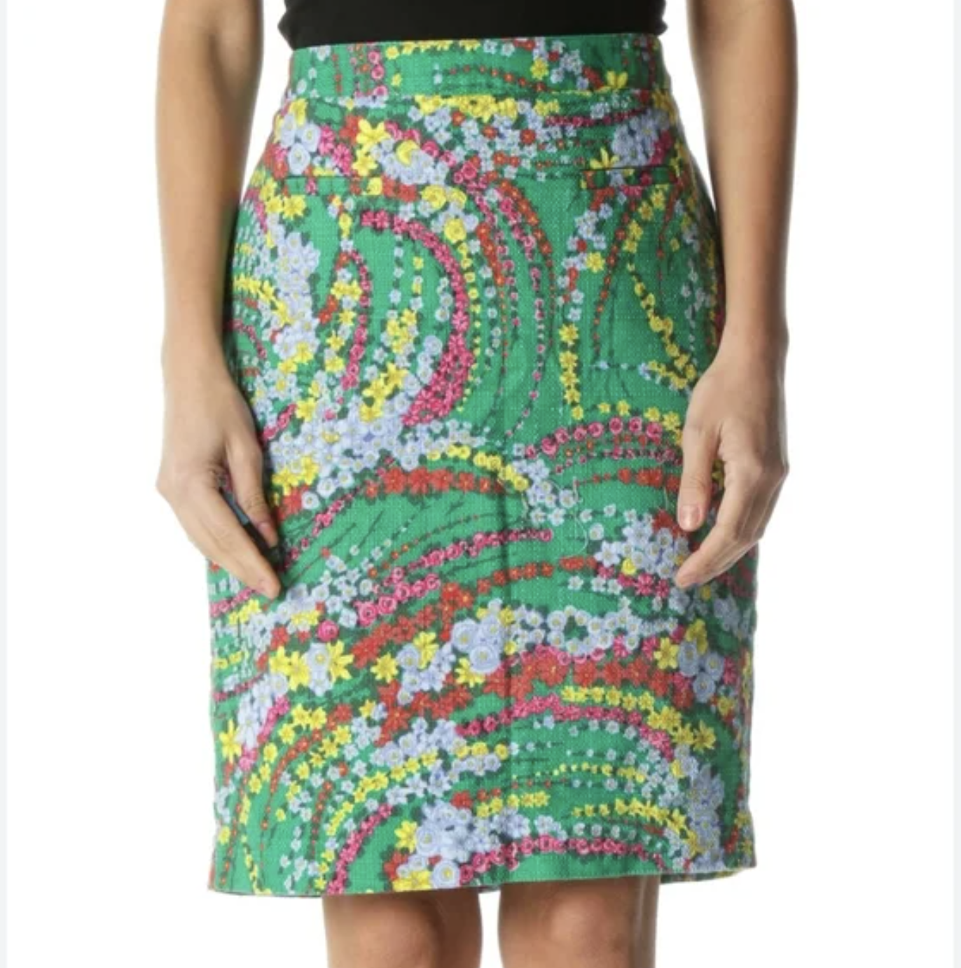 NWT Talbots Green Colorful Floral Print Textured Pencil Skirt Size 18WP