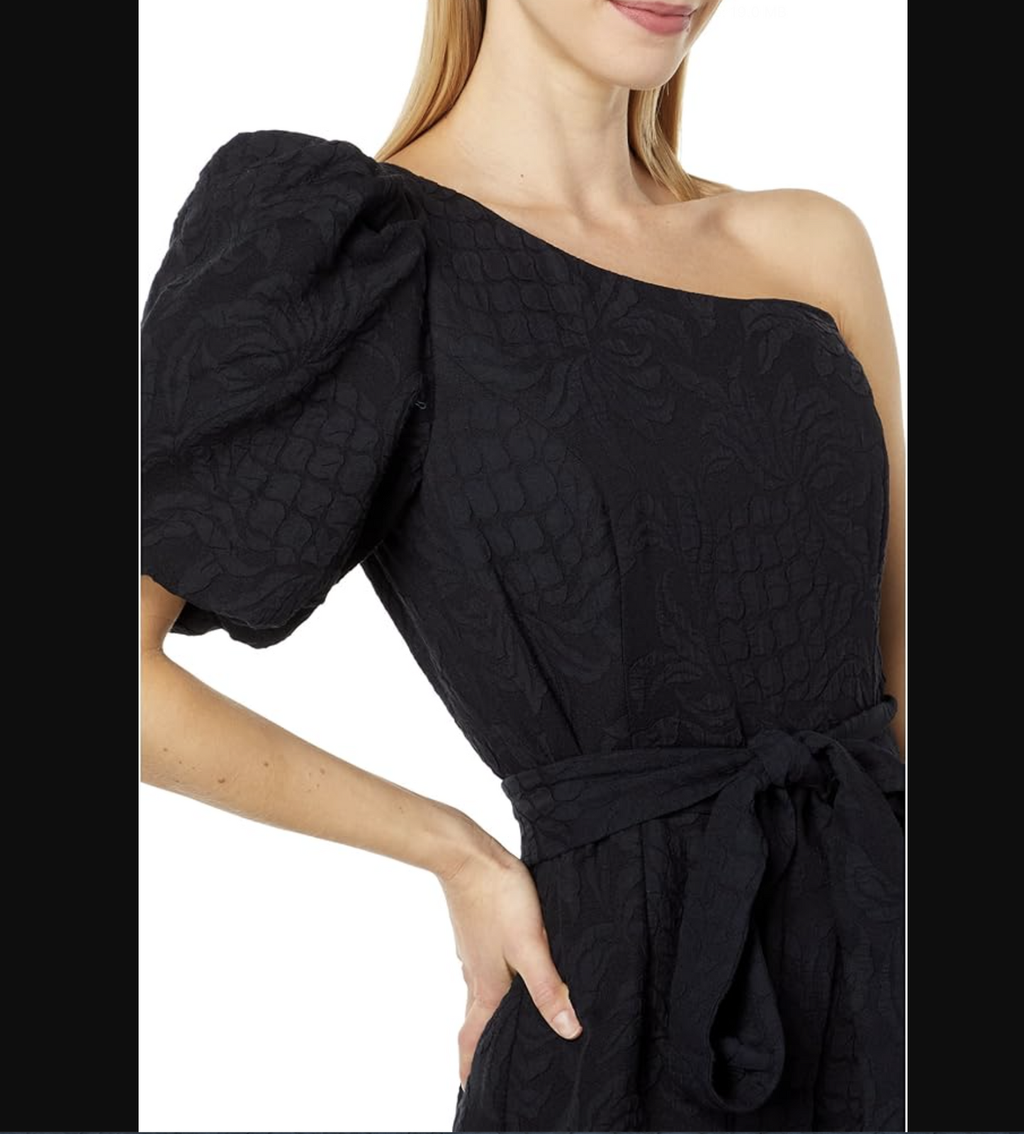 Lilly Pulitzer Brialyn One Shoulder Puff Sleeve Pineapple Jacquard Size 0 Black