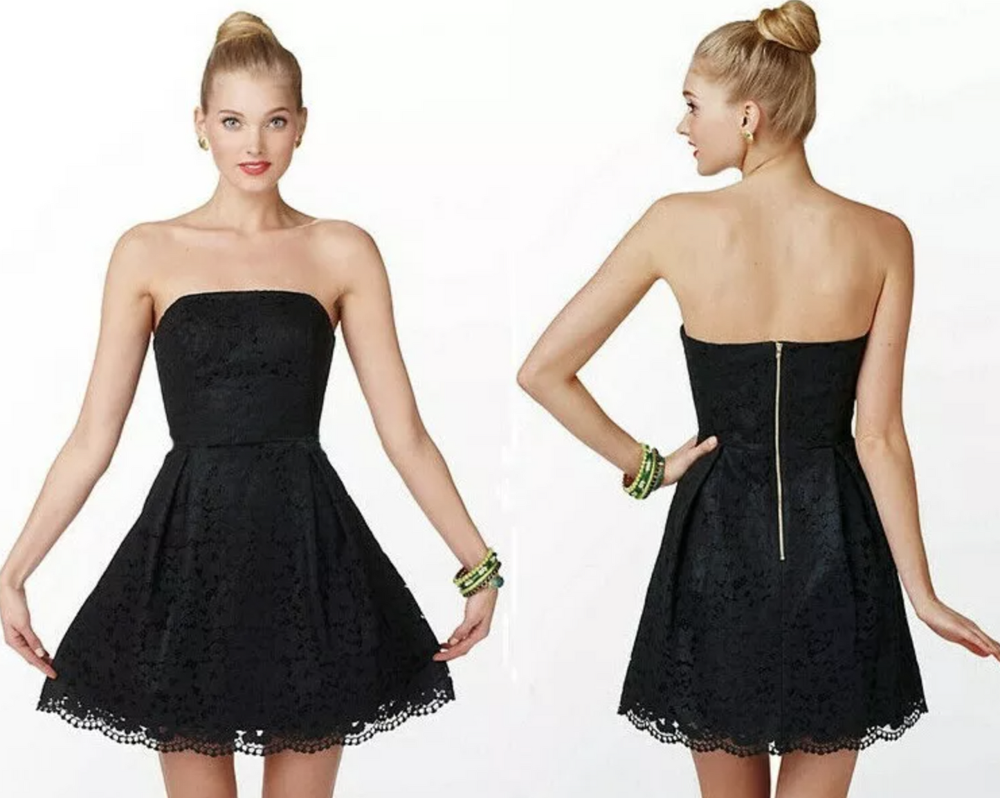 Lilly Pulitzer Marielle Black Strapless Fit and Flare Race for this Lace Dress 4