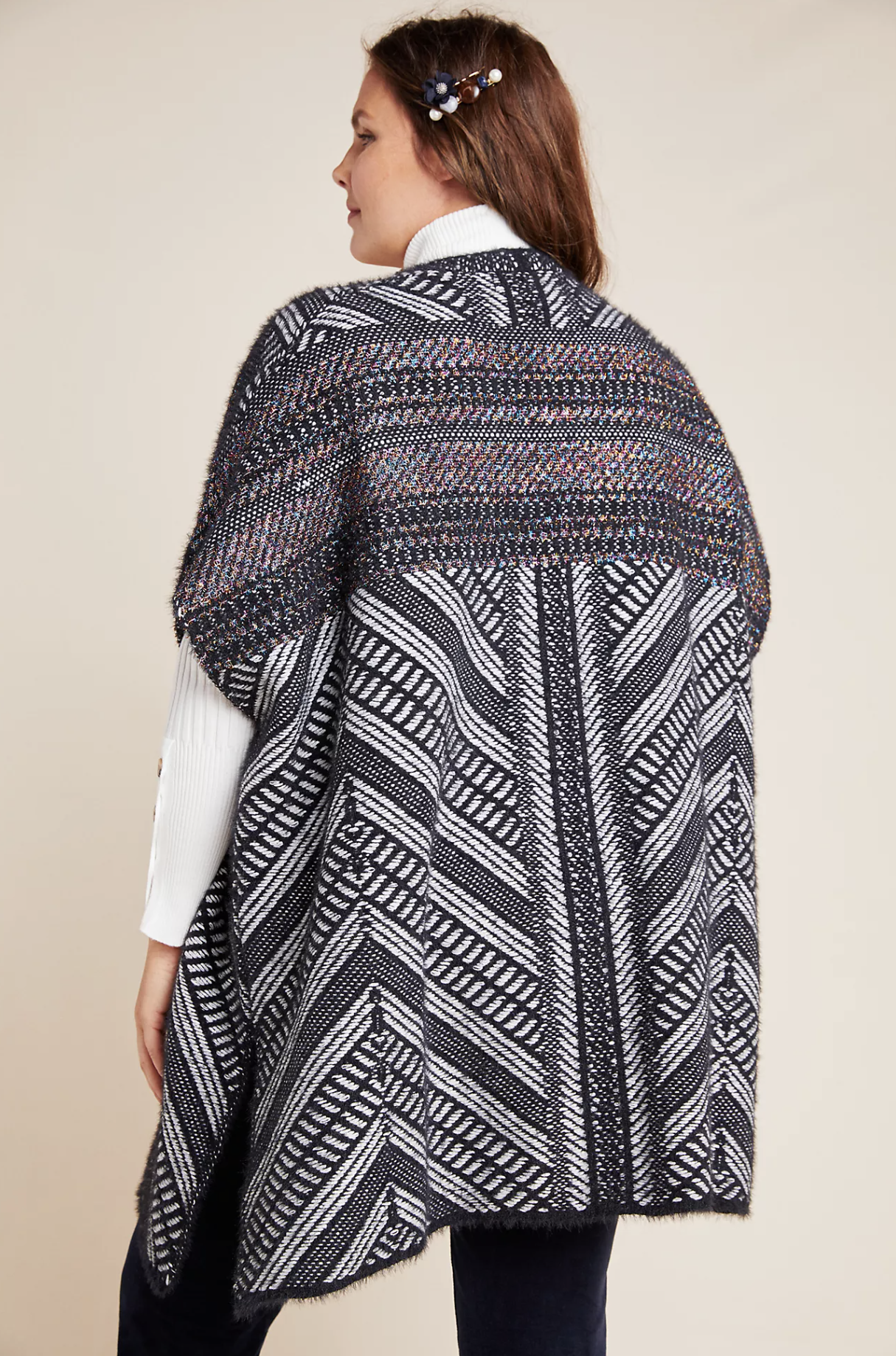 NWT Anthropologie Molly Bracken Sally Geo Tinsel Tweed Kimono Cardigan Size 3X