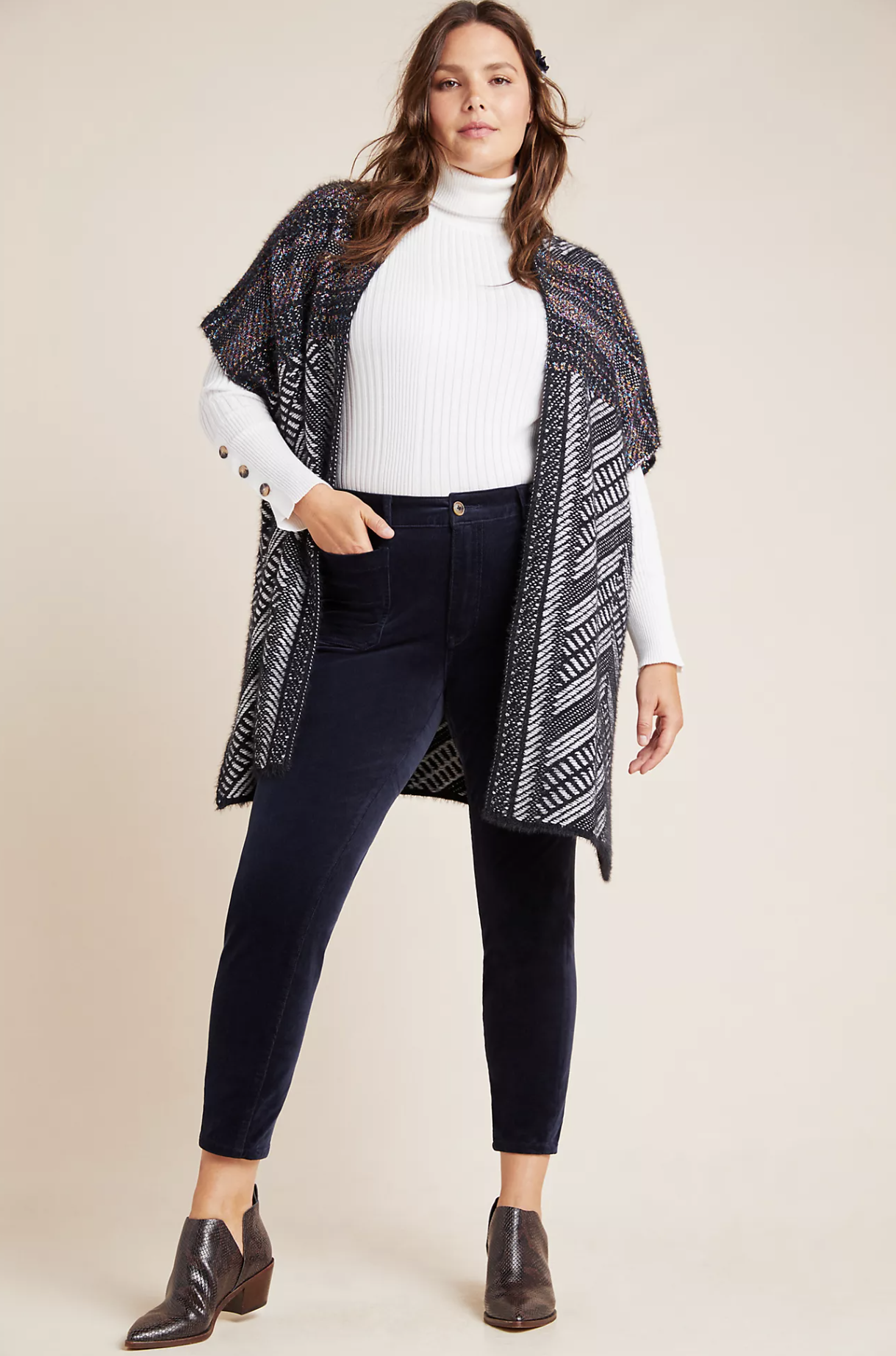 NWT Anthropologie Molly Bracken Sally Geo Tinsel Tweed Kimono Cardigan Size 3X