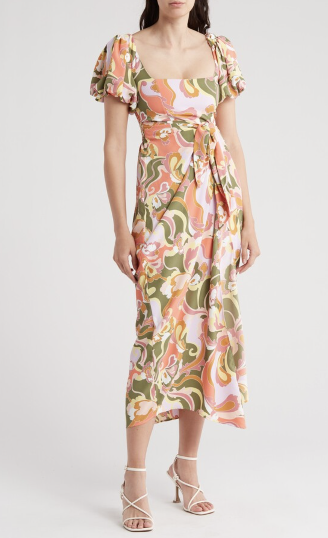 Show Me Your Mumu Danielle Puff Sleeve Hi Lo Wrap Tie Waist Maxi Dress Size 1X