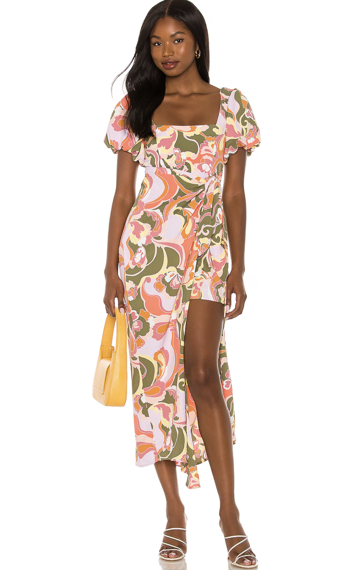 Show Me Your Mumu Danielle Puff Sleeve Hi Lo Wrap Tie Waist Maxi Dress Size 1X
