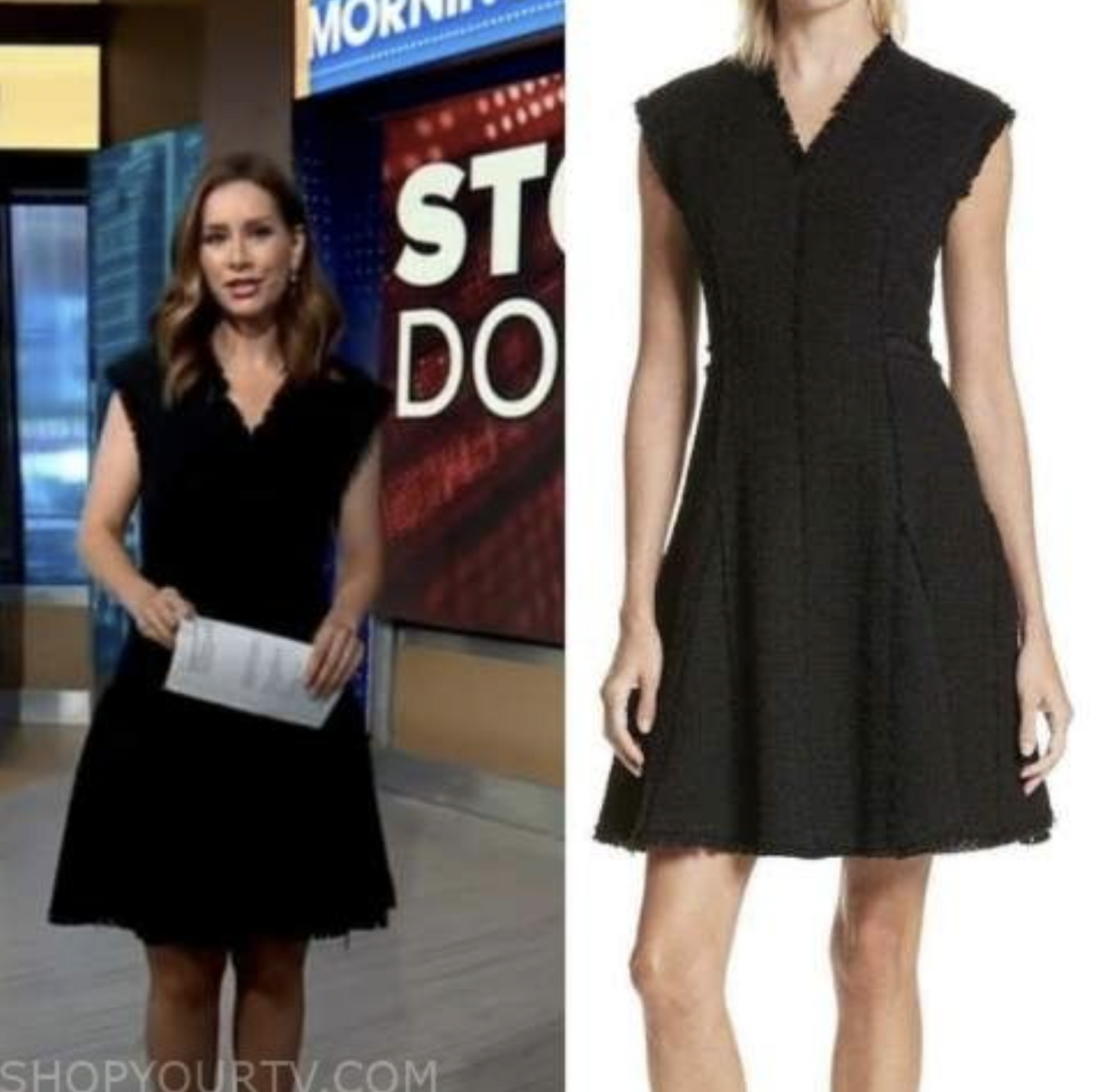 Rebecca Taylor Womens Black Fringe Tweed Fit and Flare A Line Dress Size 2