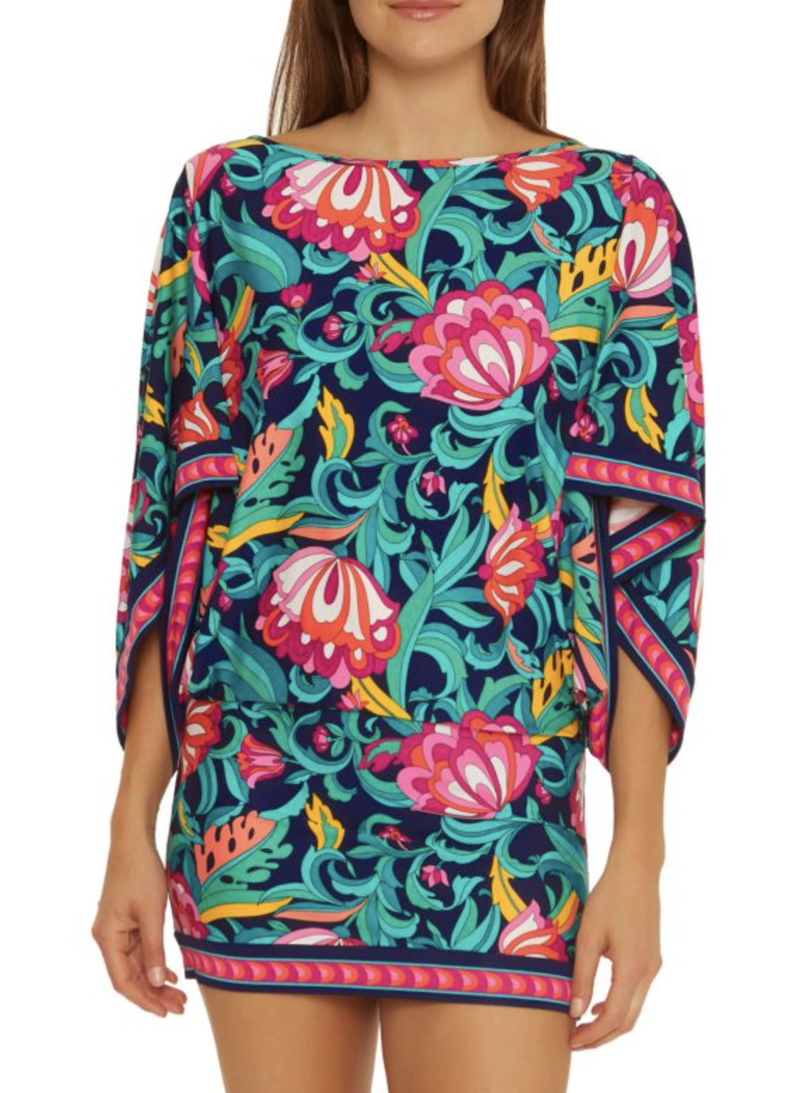 Trina Turk Swim India Garden Floral Swimsuit Cover Up Mini Dress Size L Beach