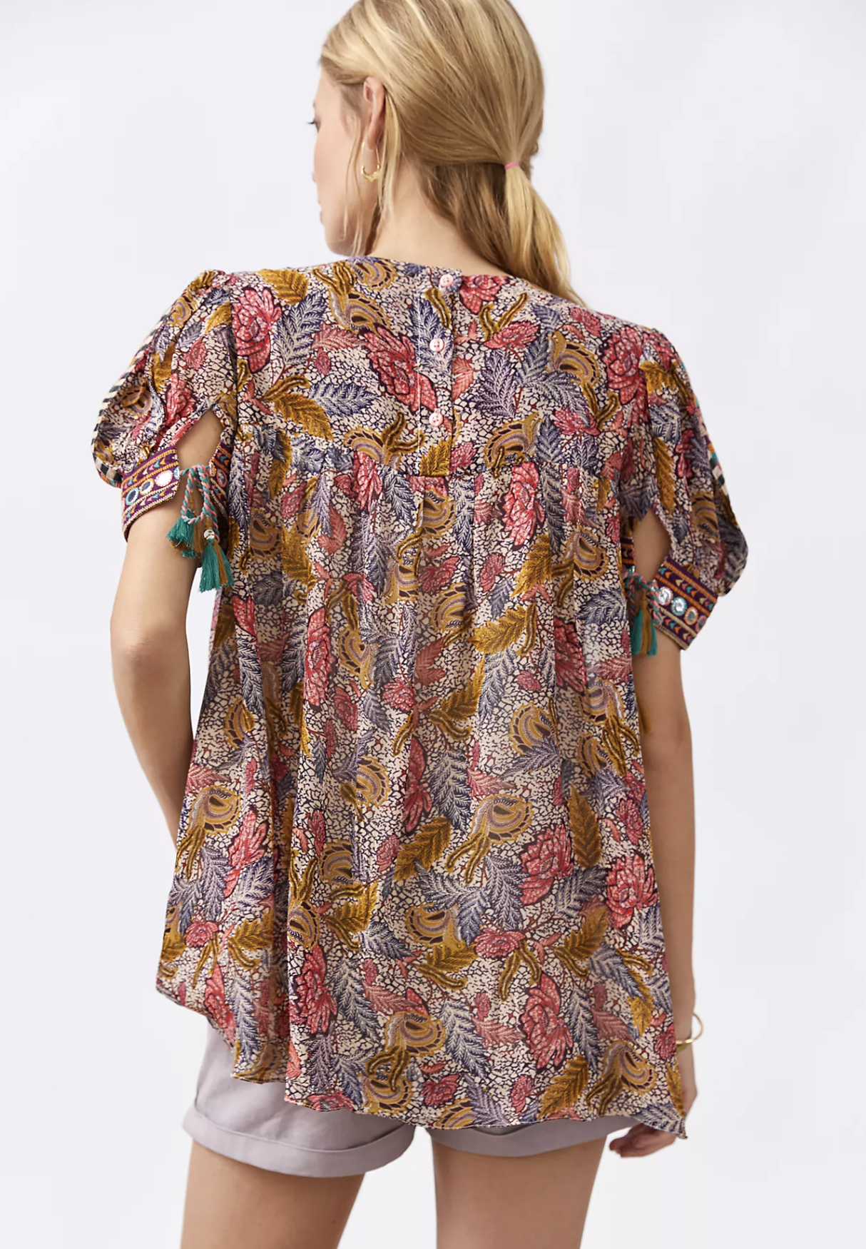 NWT Verb by Pallavi Singhee Anthropologie Embroidered Tunic Top Blouse Size L