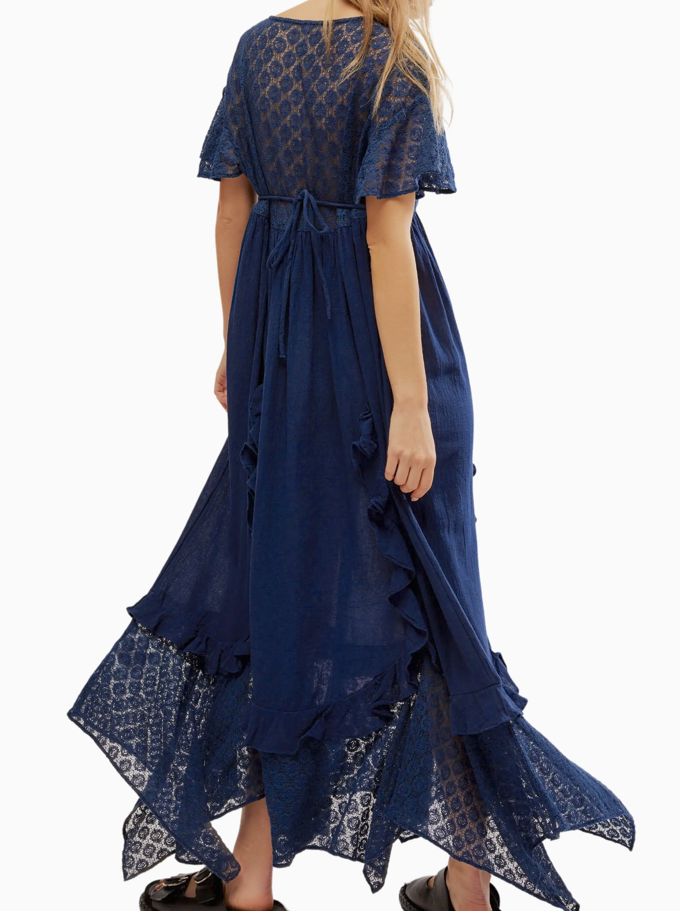 Free People Bring the Romance Lace Asymmetrical Hem Maxi Dress Size XS Boho