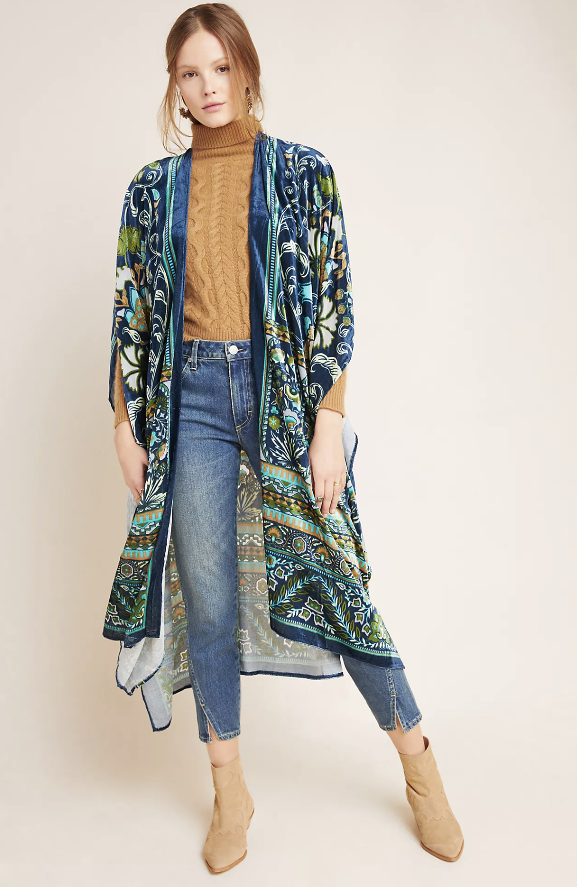 Aratta Silent Journey x Anthropologie Luca Burnout Velvet Kimono One Size M L