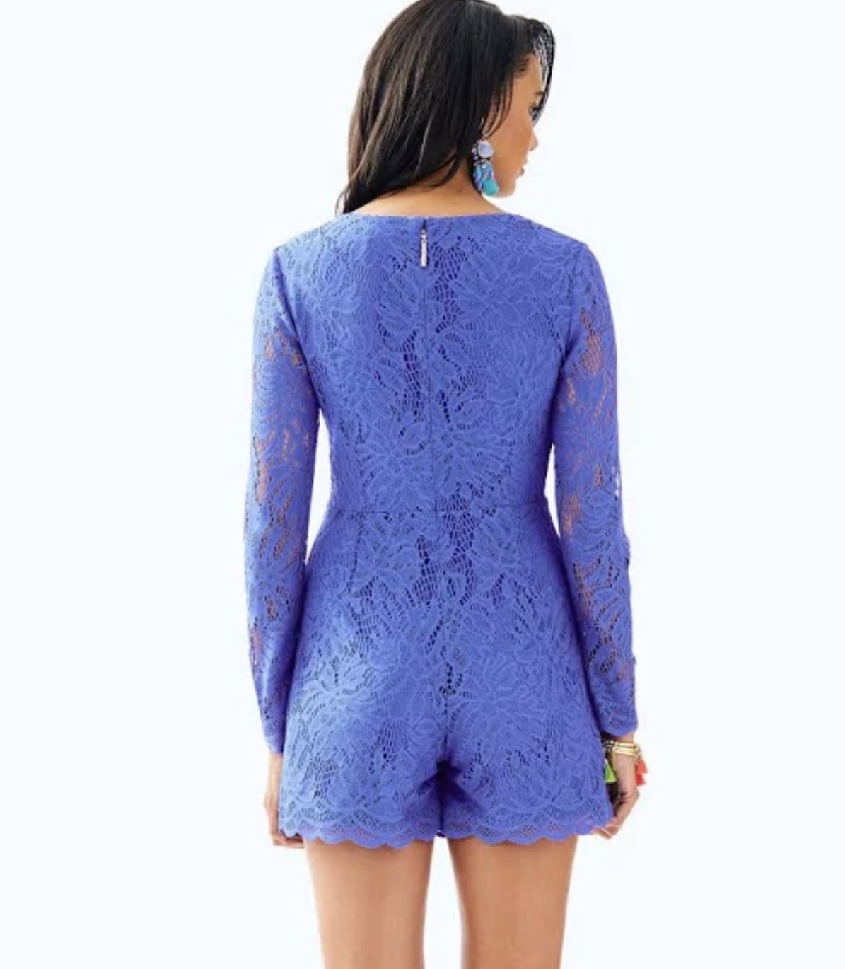 Lilly Pulitzer Tiki Leaf Floral Lace Skirted Wrap Front Romper Size XL Blue/Purp