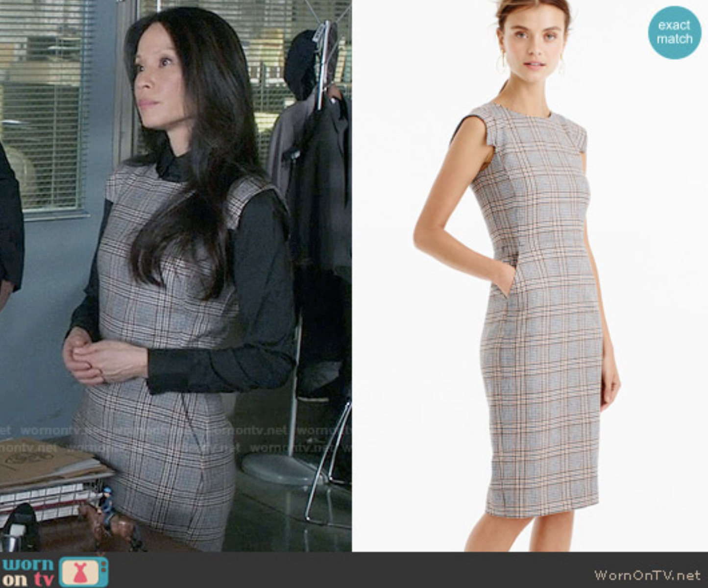 J Crew Wool Blend Cap Sleeve Sheath Dress in Glen Plaid Size 10 Gray Career