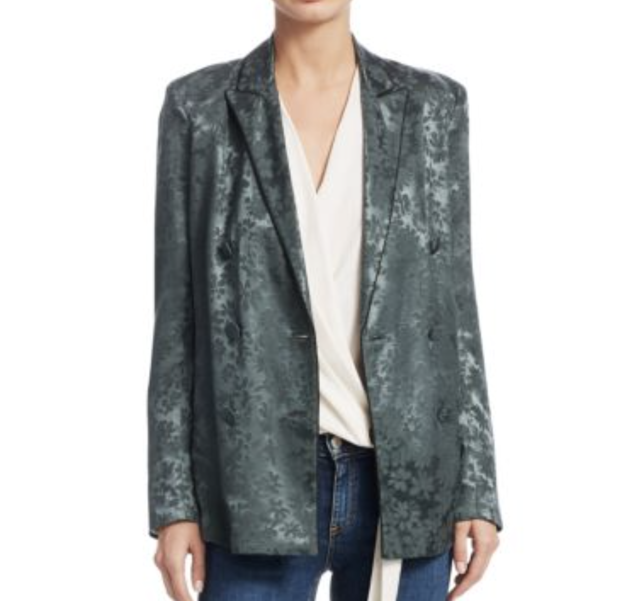 Rag and Bone Jarvis Satin Jacquard Floral Double Breasted Blazer Jacket Size 6